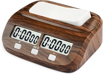 Respicefinem Chess Clock Digital Chess Timer with Delay and Bonus Count Up Down Timer Up to 10 Hours Wood Grain Design Memory Settings Optional Alarm for Chess Go Chinese Chess Board Games