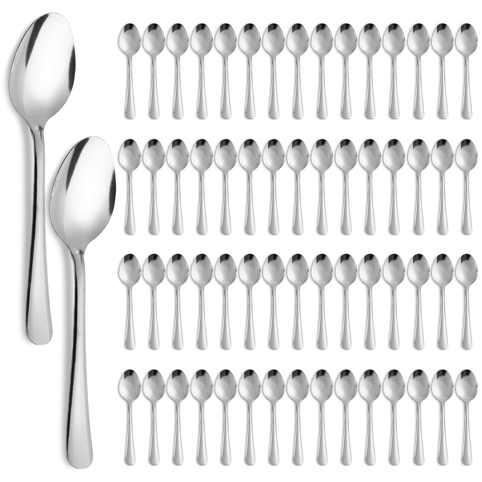 KOOMADE 60 PCS Teaspoons Set - Windsor 5.9 Inch Stainless Steel Tea Spoons with Dishwasher Safe Small Spoons, Dessert Spoon,Dinner Spoon Silverware for Home,Kitchen or Restaurant