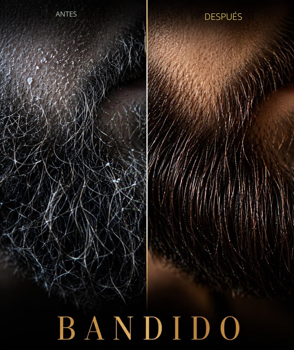 Bandido Aceite para barba para el cuidado diario de la barba de 3 días o barba completa, aceite de barba como regalo para hombres, 40 ml con dispensador de pipeta, diseño de calavera, sérum para