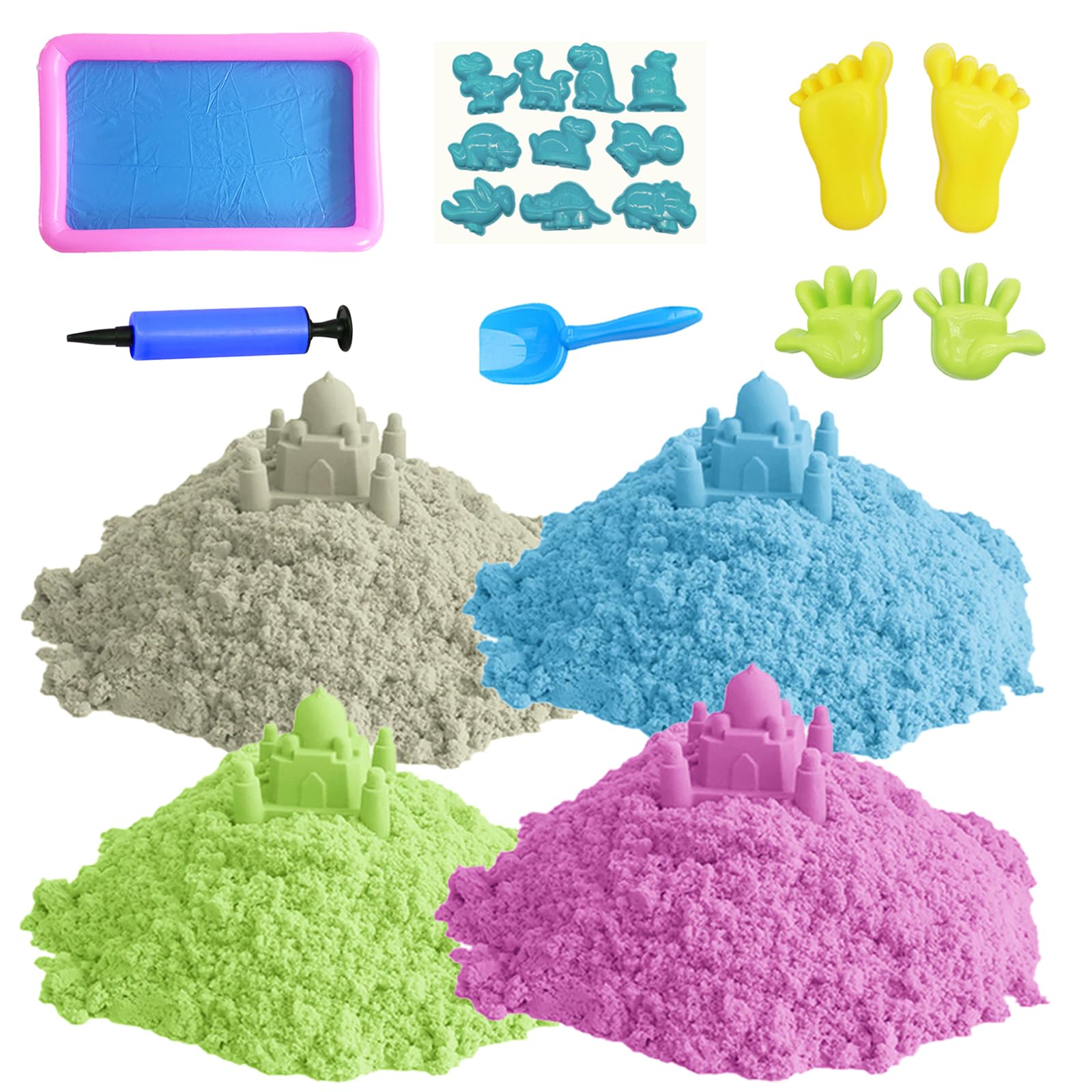 Arena de juego para niños, 2 kg de arena mágica, 4 colores, arena de algodón, arena sensorial moldeable original, juguete de sensor de arena para niños, niños pequeños a partir de 3 años