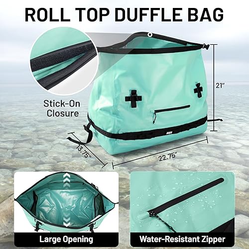 Miniatura 3 de MIER Bolsa de lona impermeable grande con parte superior enrollable para kayak, rafting, canotaje, natación, campamento, viajes, gimnasio, playa,