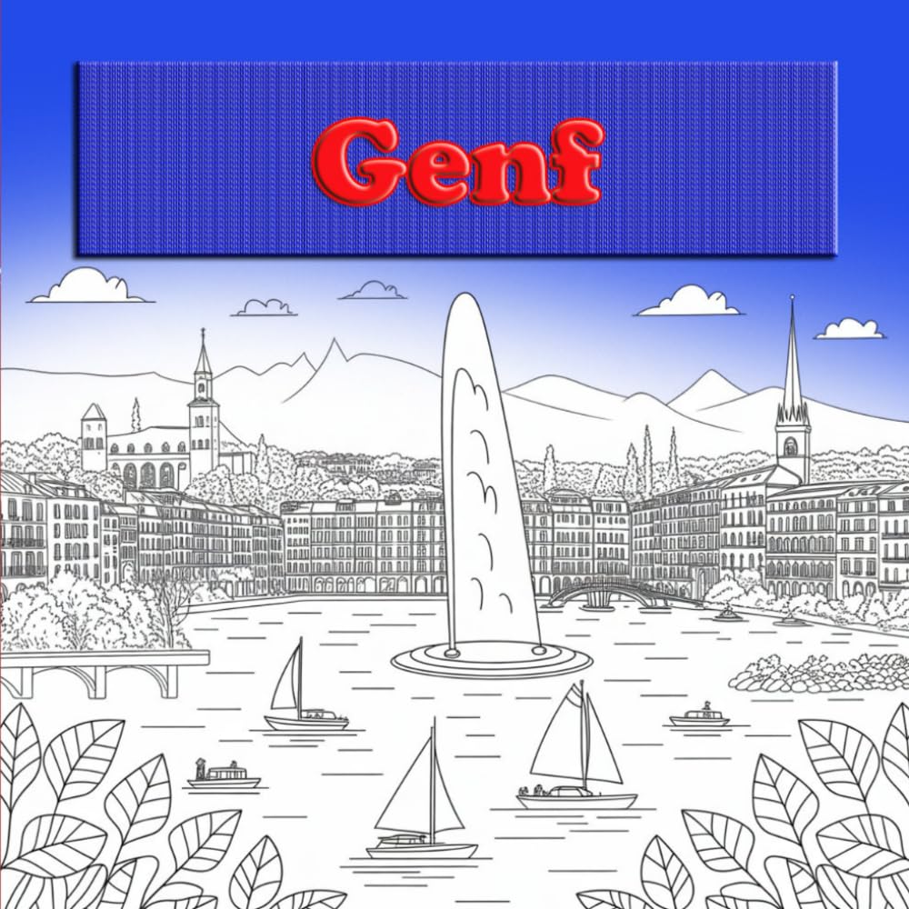 Genf zum Ausmalen – Sehenswürdigkeiten, Architektur & Seezauber: Perfekt zum Entspannen – hochwertige Illustrationen mit schwarzer Rückseite