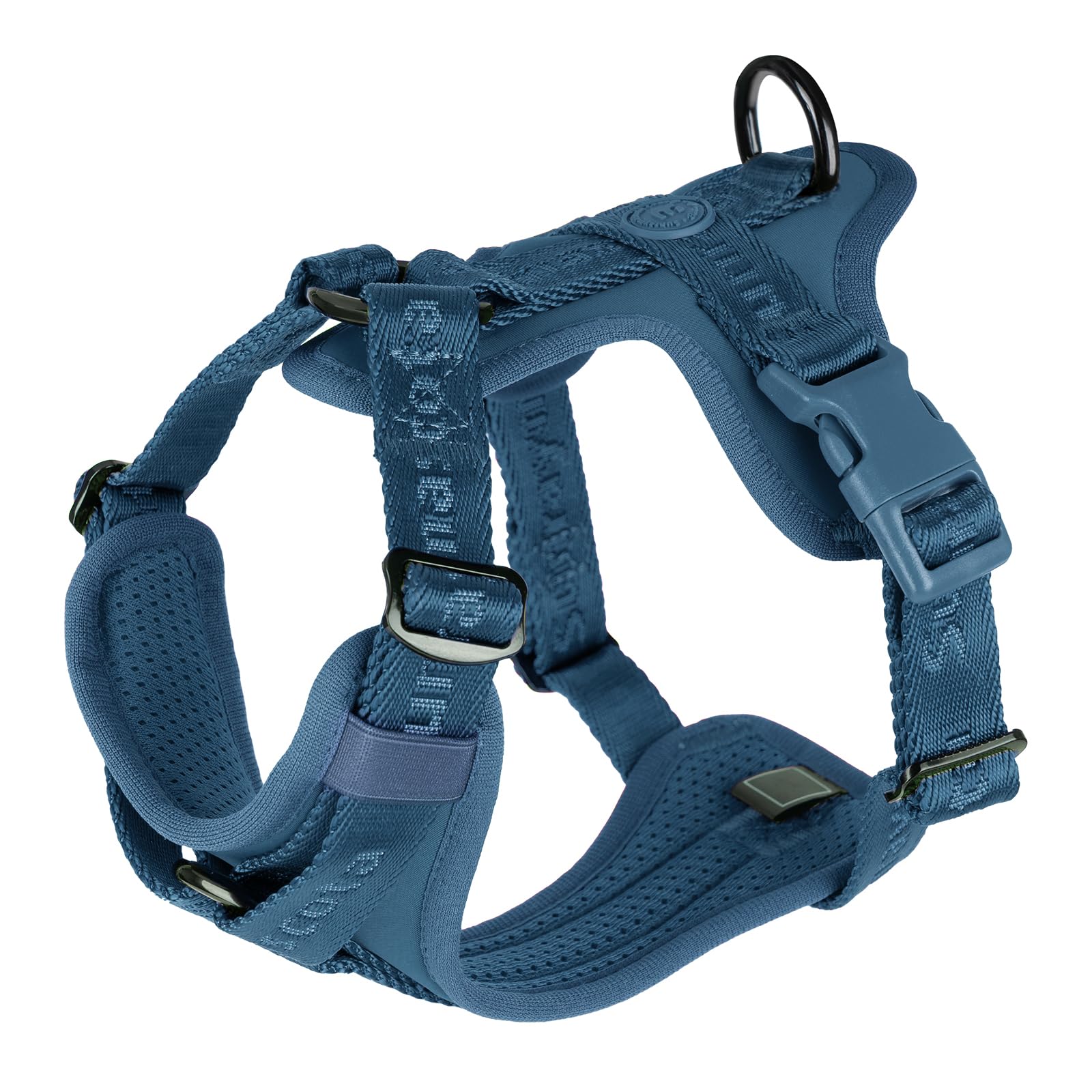 Sunraymascota Hundegeschirr mit weicher Lycra-Polsterung, atmungsaktiver Komfortweste aus Mesh, Verstellbarer Größe für kleine, mittlere und große Rassen, mit Zwei Schnallen(Preußisch Blau,S)