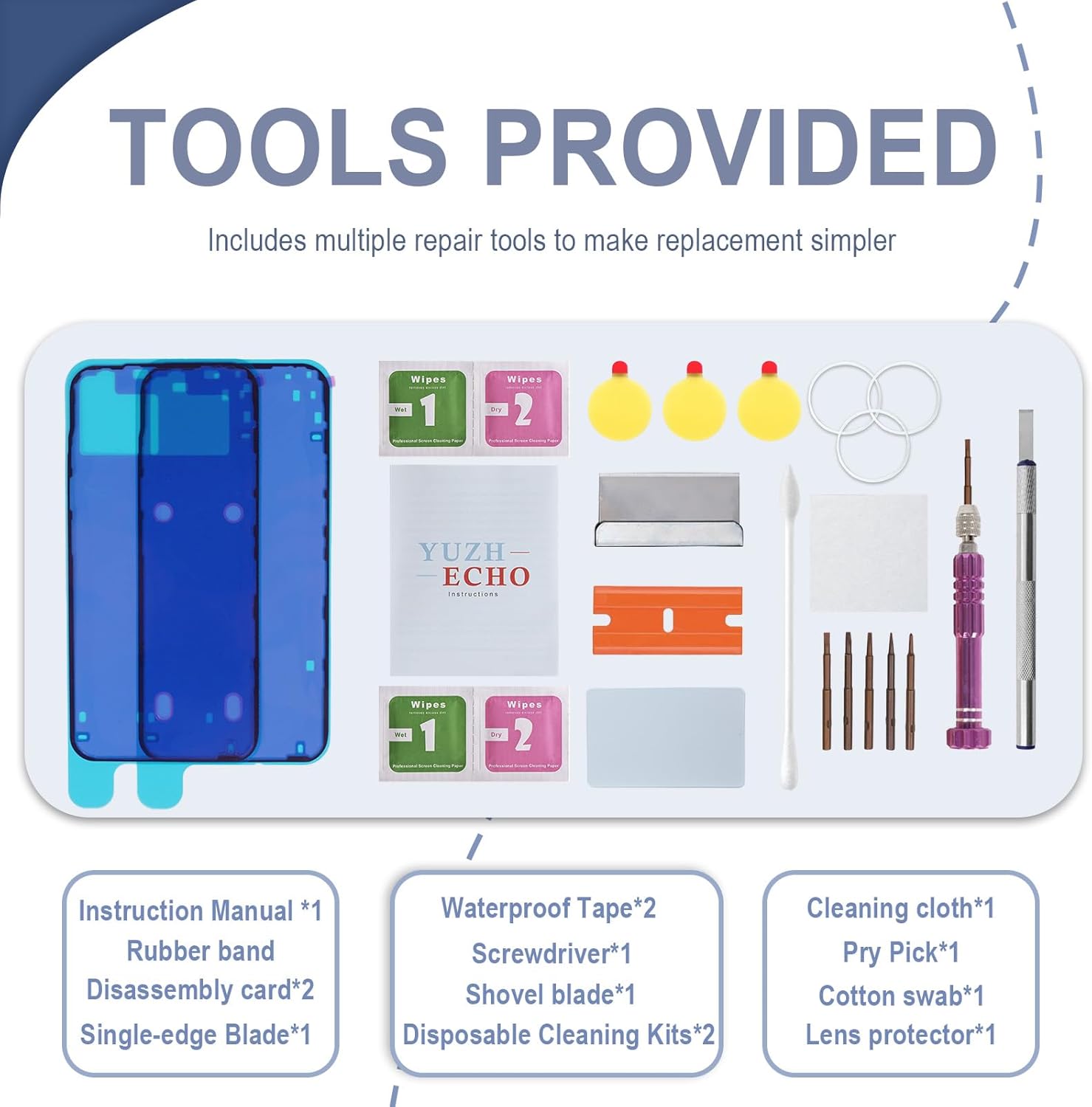 Back Glass Replacement for iPhone 15 Plus (6.7 inches Blue) Integrated Glass & Wireless Charging Repair Tools are Included