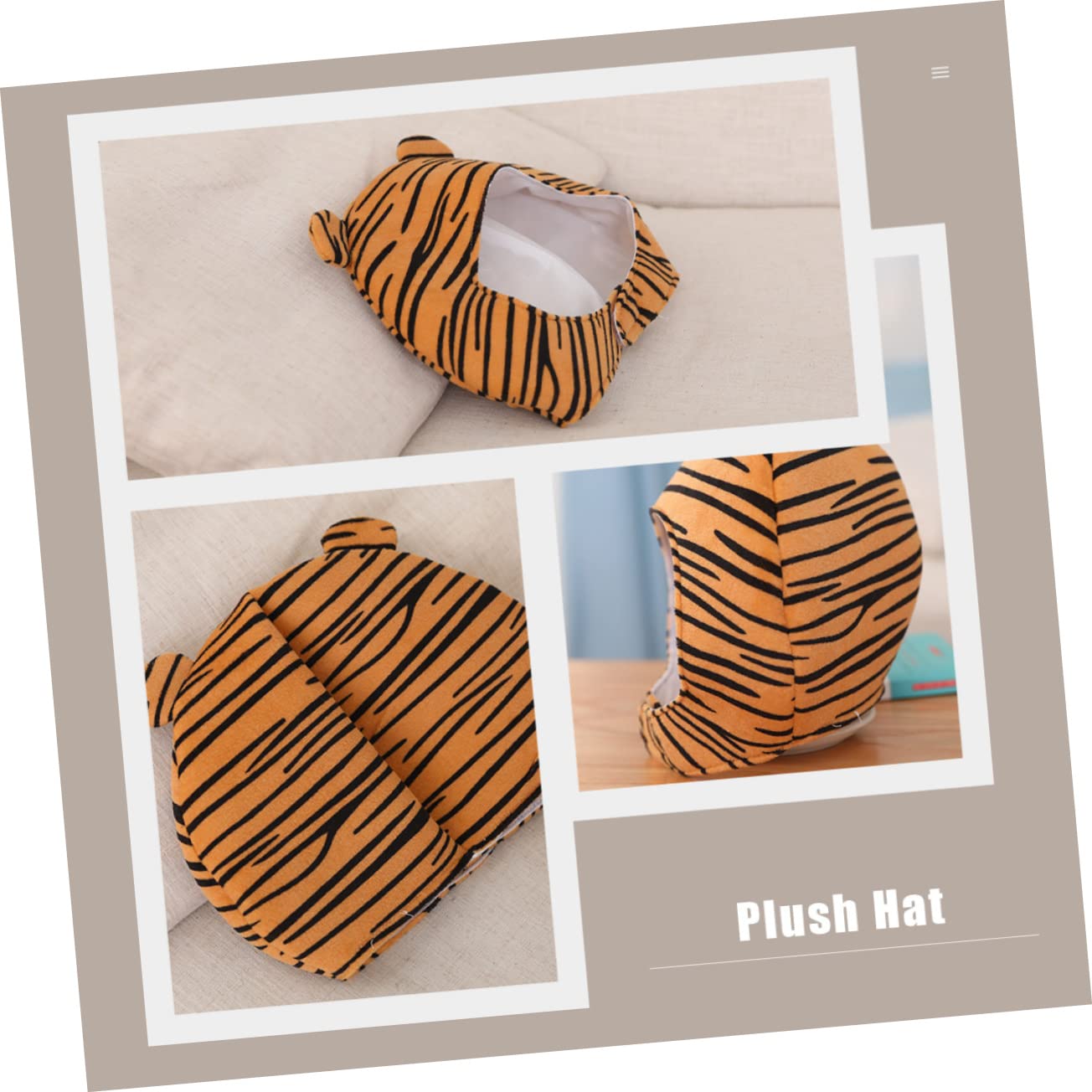 TOPBATHY 4piezas Sombrero De Peluche De Tigre Divertido Para Fiestas Accesorio De Disfraz Para Carnaval y Cosplay Diseño De Animal Material Suave y Cómodo