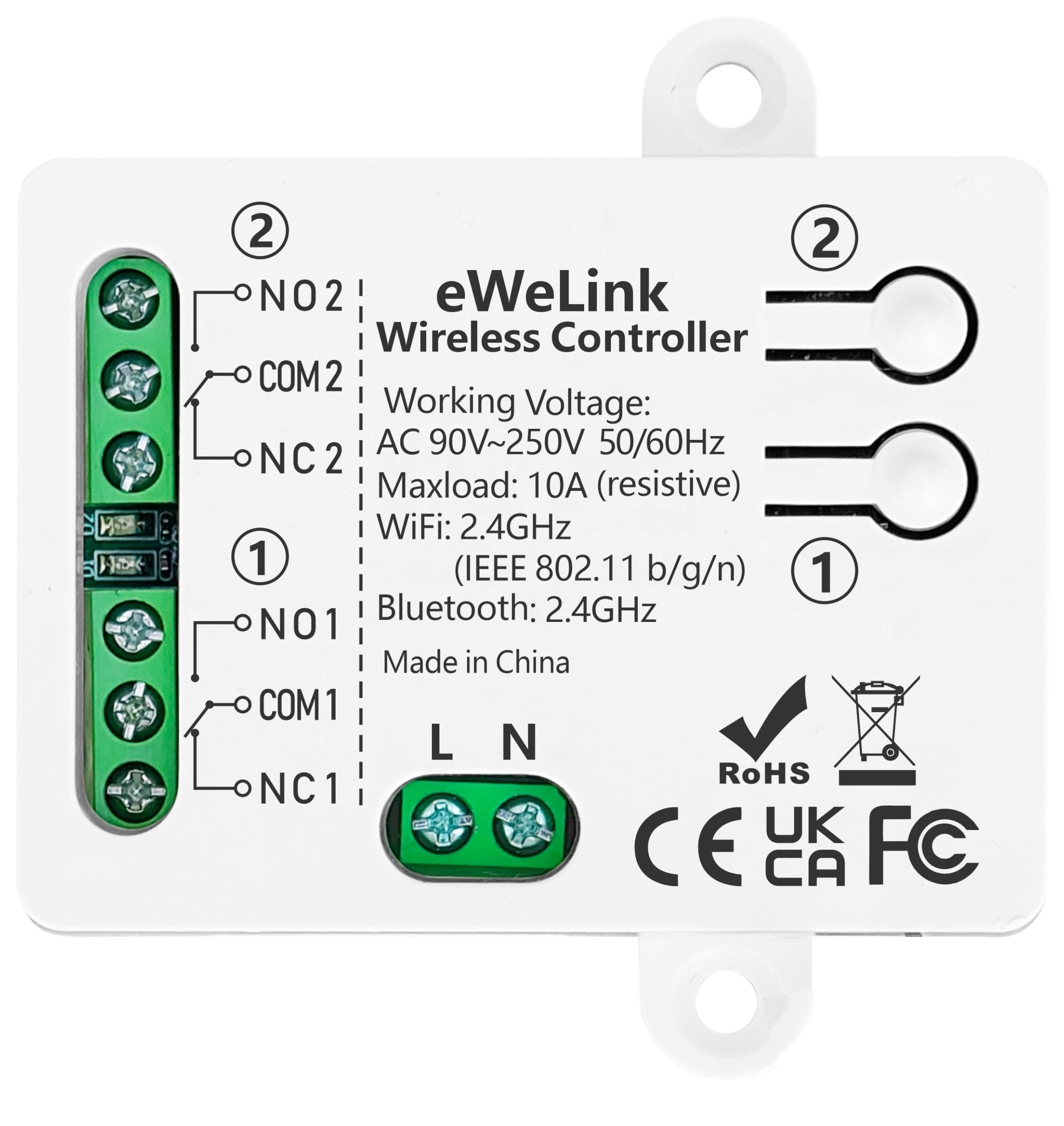 Photo 1 of DieseRC 2 Channels WiFi Smart Switch, AC 90V-250V 220V Passive Output Relay Module Ewelink APP WiFi Control Compatible with Alexa/Google Home, Inching/Self-Locking Switch