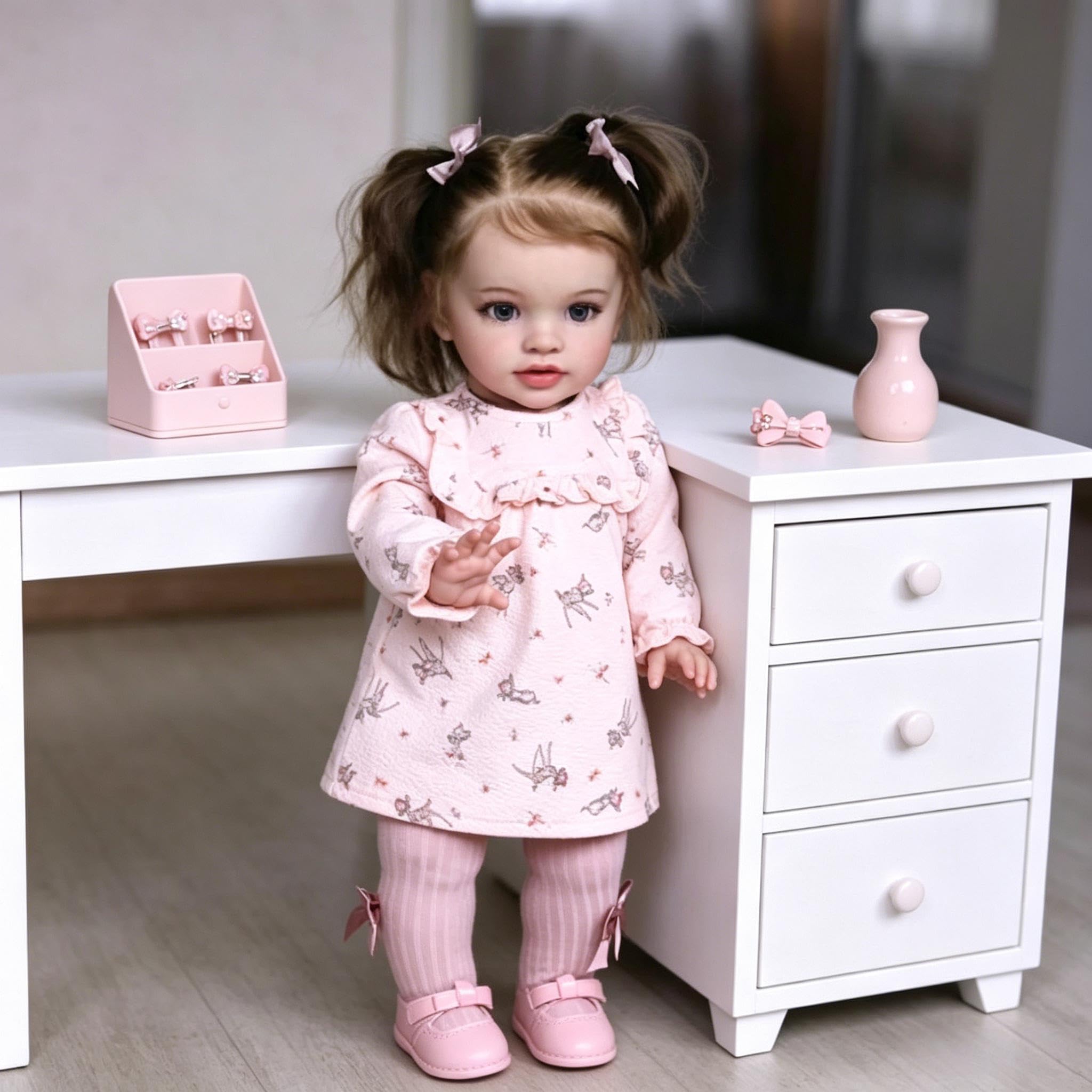 Muñeca Bebé Reborn Niña Pippa 26 Pulgadas 66 cm Muñecas Realistas Reborn Tamaño Grande Que Parecen Reales, Cuerpo De Tela Suave, Realista Muñeca Recién Nacida para Niños