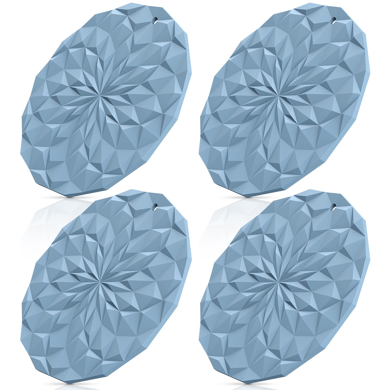 STLIAN Silicone Trivet Mats - 4 Pack Pot Holders - 18.8cm Thickened Hot Pads for Hot pots, Pans and Dishes, Heat Resistant Silicone Trivet for Table and Counter Top Ether
