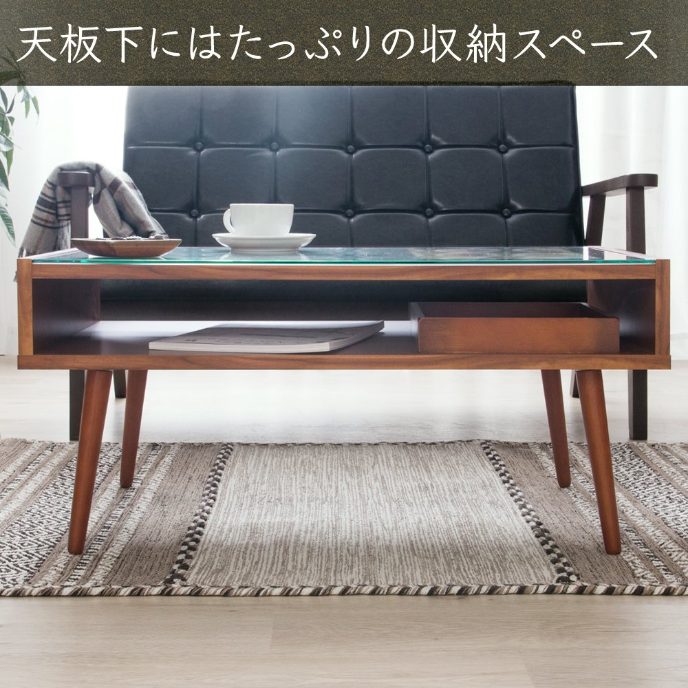 Amazon.co.jp: アイリスプラザ テーブル ローテーブル ガラス天板 収納
