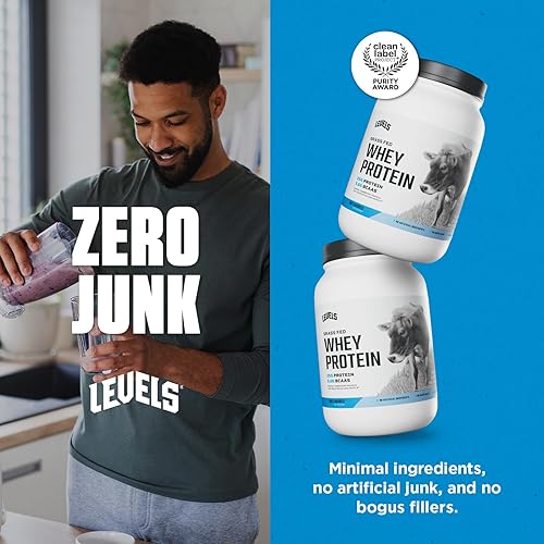 Miniatura 174 de Levels - Concentrado de proteína de suero de leche de ganado alimentado con pasto, sin ingredientes artificiales, 0.85 oz de proteína, capuchino, 2