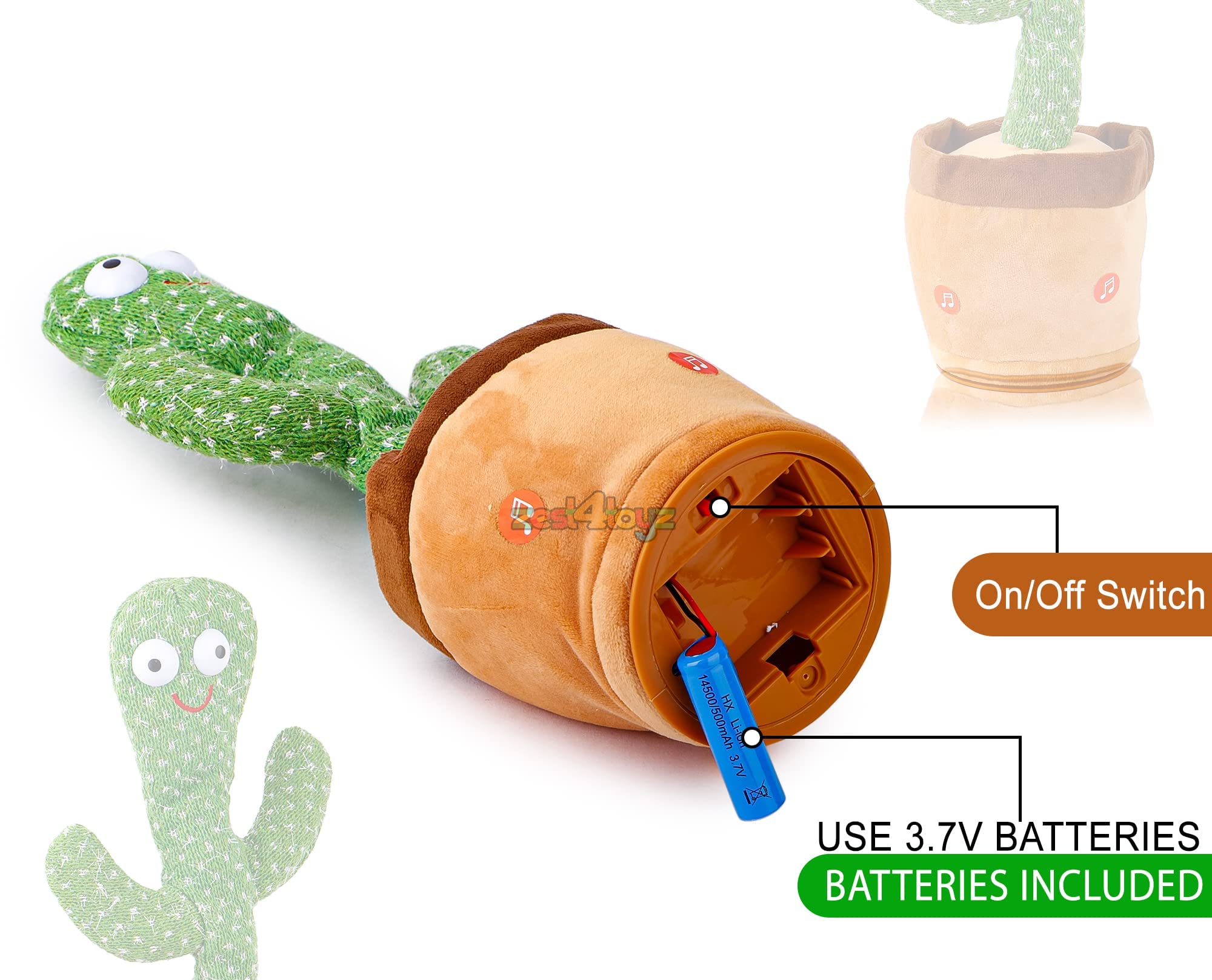 Zest 4 Toyz Dancing Cactus Toy for Kids Rechargeable Talking Cactus Toys Can Sing Wriggle & Singing Recording Repeat What You Say Funny Education Toy for Children 4