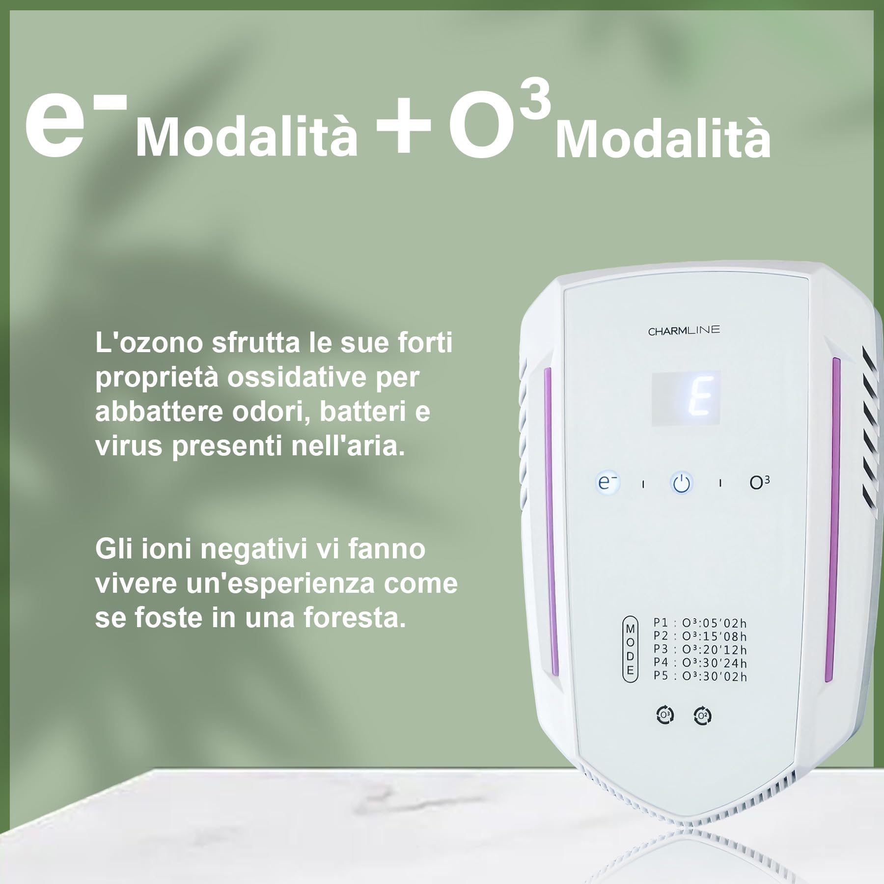 Purificatore d’aria con ozono e ioni negativi, per eliminare gli odori di stanze per animali, case nuove, bagni e cucine, generatore di ozono per interni, purificatore aria elimina odori