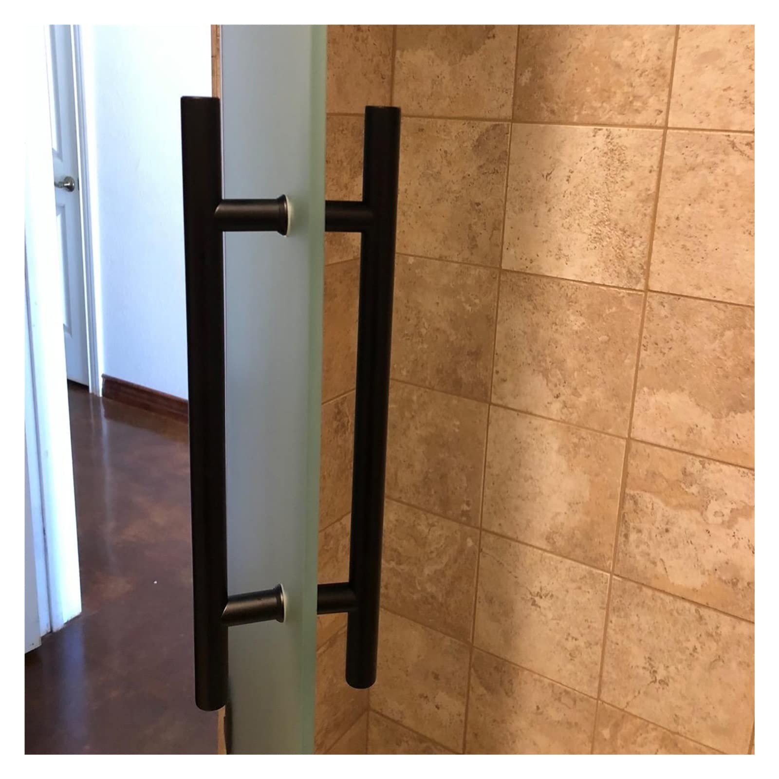 Poignée de porte en H pour porte en verre et bois noire 120 cm