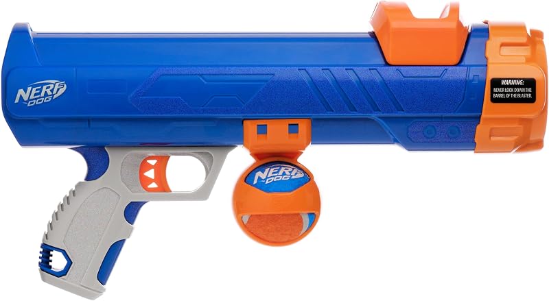 Nerf Dog Tennis Ball Blaster Juguete para Perros Azul/Naranja, Blaster Compacto de 16 Pulgadas con 1 Pelota