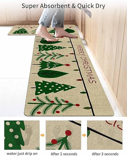 Miniatura 5 de Tapete de baño de Navidad para bañera, antideslizante, de secado rápido y absorbente, con tierra de diatomeas, fregadero de cocina, lavable,