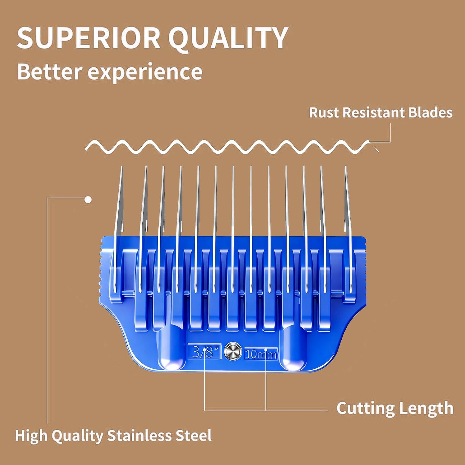 Wide Clipper Guard Attachment for A5 Type Wide Blade, Compatible with Andis, Wahl, Oster, Pet Grooming Attachment, Stainless Steel Professional Comb (10mm or 3/8")