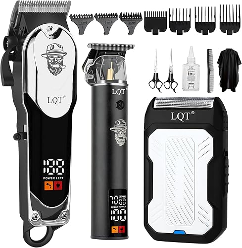 Cortadora de pelo profesional inalámbrica para hombres, con pantalla LED, kit de recortadora de pelo y barba, máquina de corte de pelo recargable