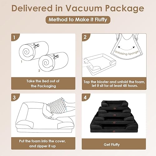 Miniatura 83 de EHEYCIGA – Cama ortopédica mediana impermeable para perros medianos, de espuma viscoelástica tipo caja de huevos, con bordes elevados y base