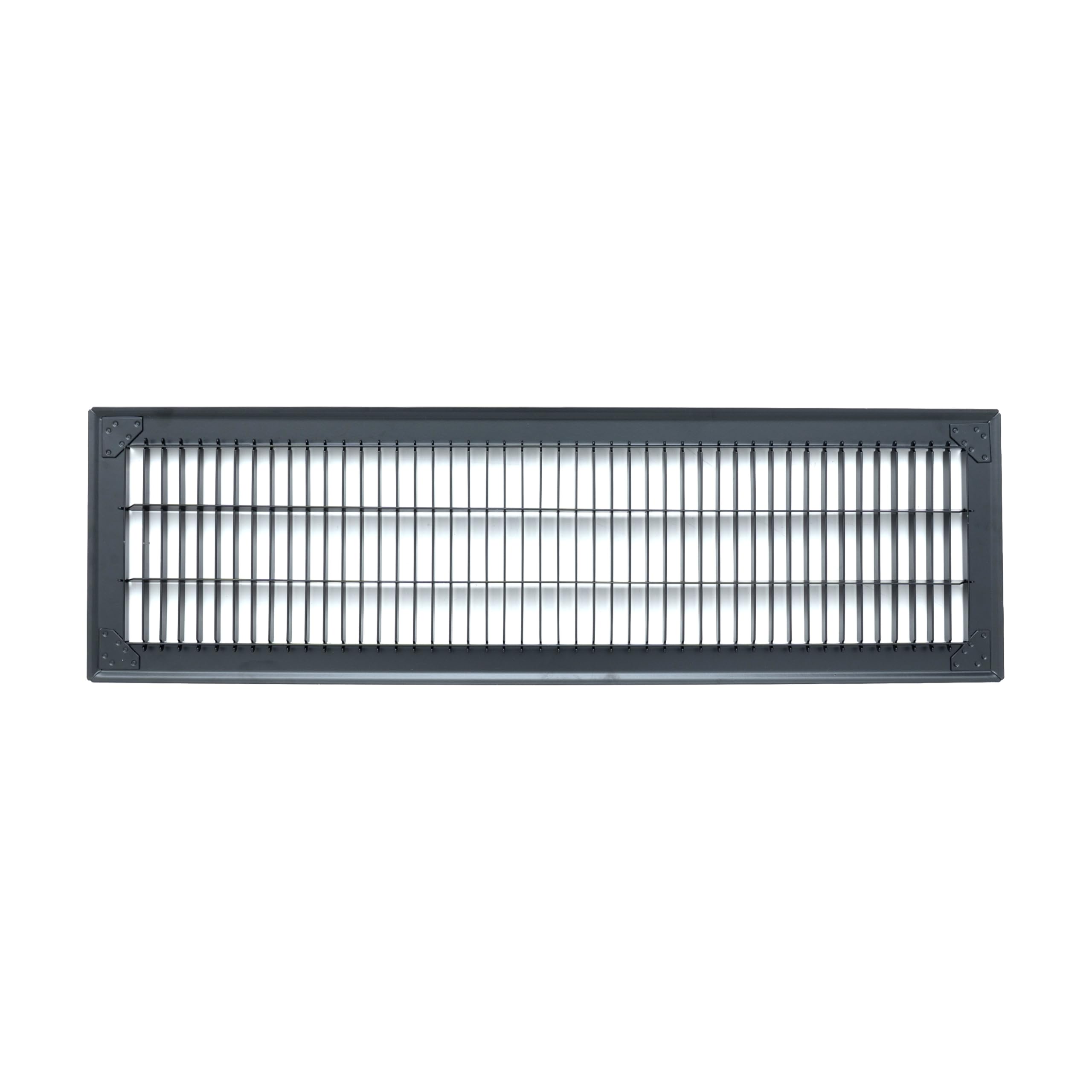 Passend für 15,2 x 61 cm und 61 x 15,2 cm große Kanalöffnung | Rückluft-Bodengitter von Handua | begehbare Lüftungsgitter für Boden | schwarz | robuste feste Klingen | Außenmaße: 19 cm B x 65 cm H