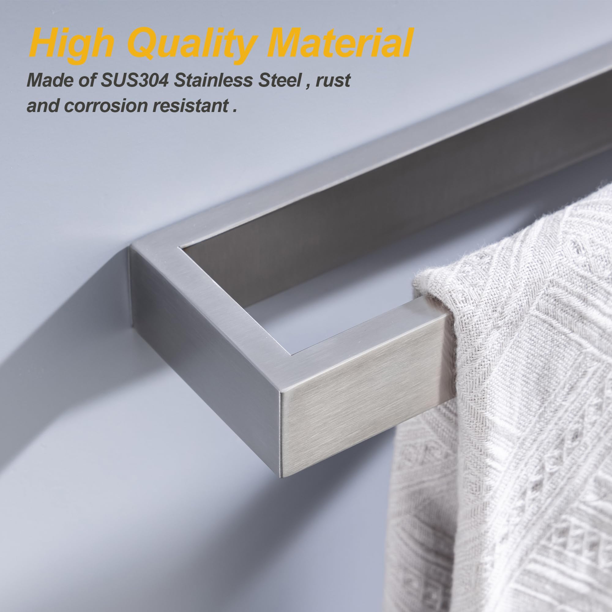 Toallero, soporte para toallas de mano de 9 pulgadas, soporte de pared, toalleros para accesorios de baño, accesorios de anillo de toalla de acero inoxidable (níquel cepillado, paquete de