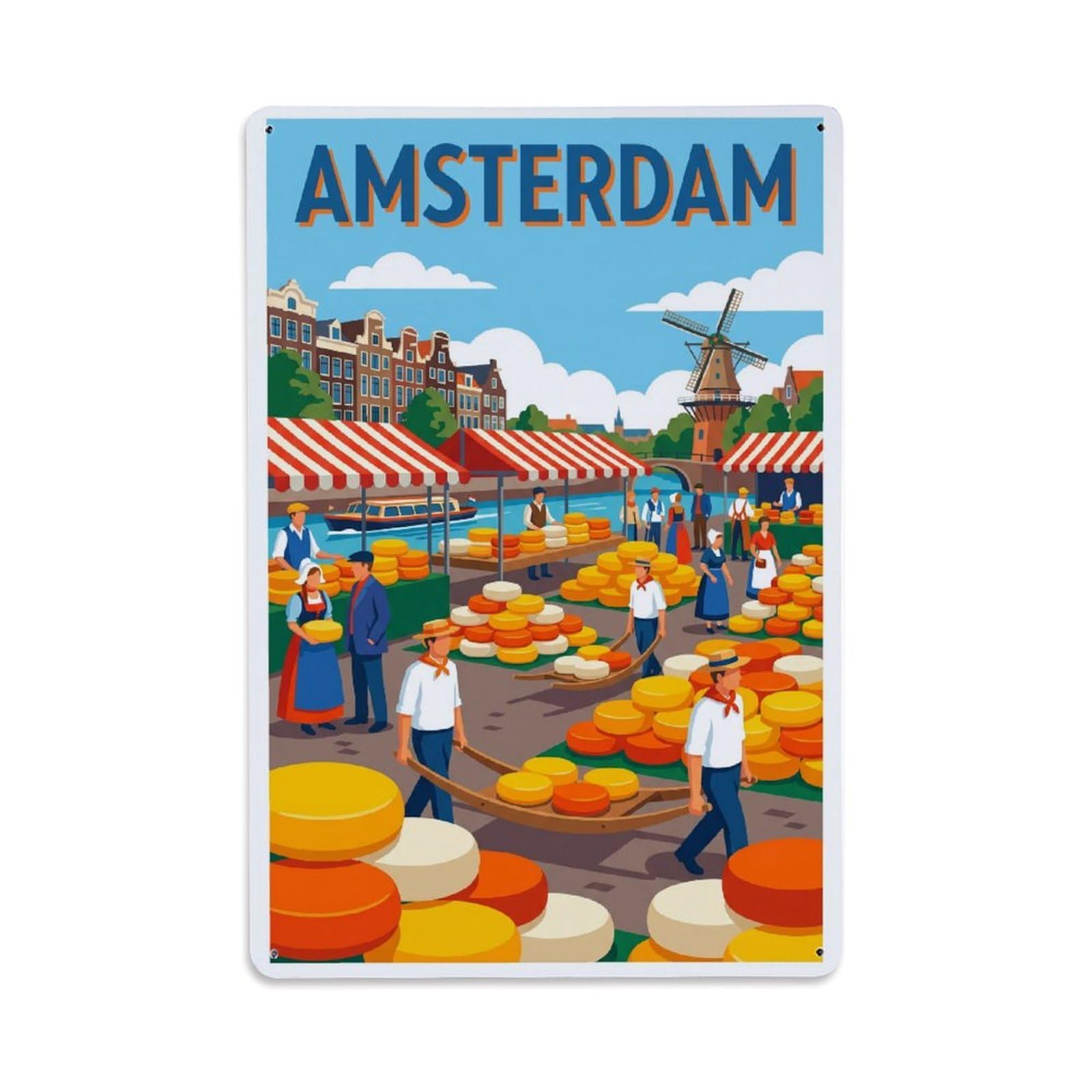 Este 8X12inch Style Vintage Travel Amsterdam Netherlands Chief Metal Tin Sign