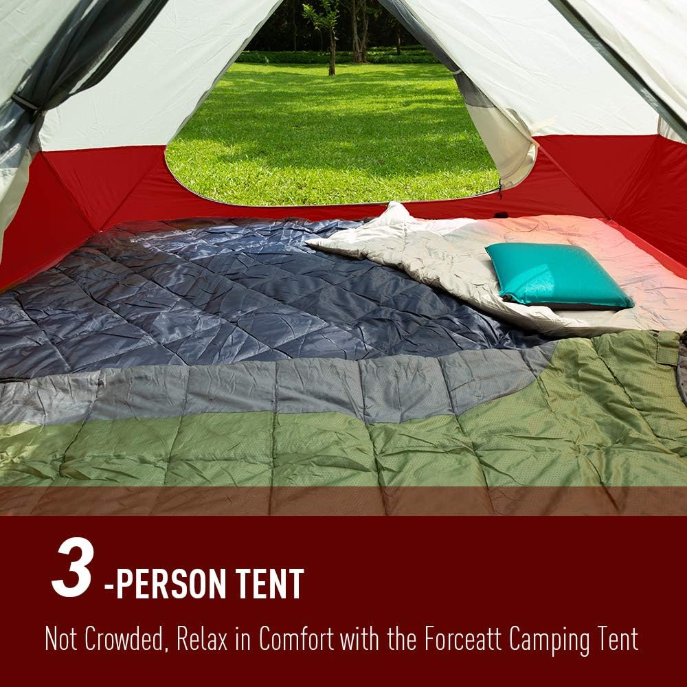 Forceatt Camping Tent for 3 Persons, Backpacking Tent Waterproof & Windproof, Easy Set up 丨 Instant Tent with Rain Fly for Camping, Hiking, Family Trips