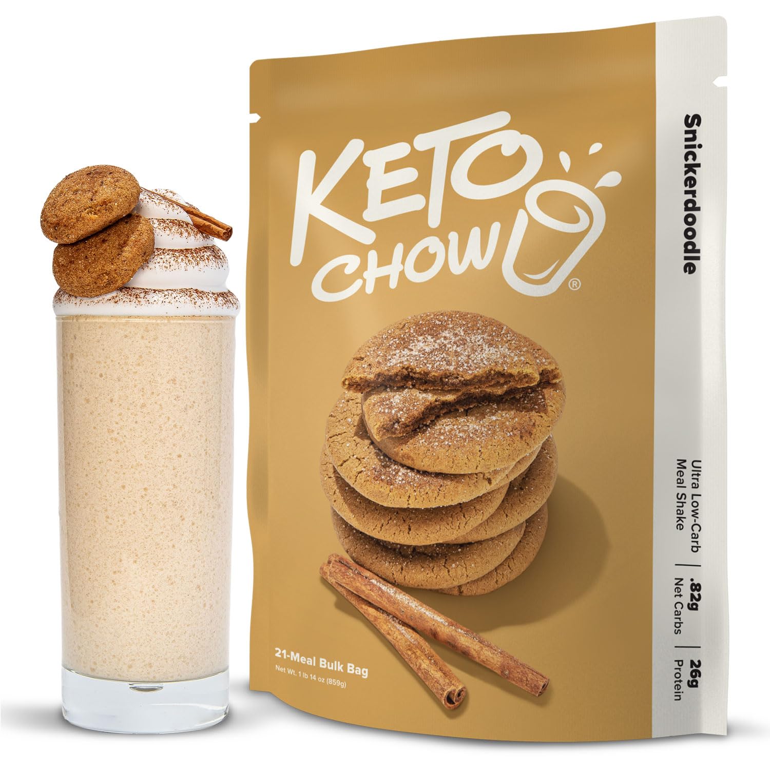 Keto Chow Snickerdoodle | Keto Meal Replacement Shake Powder | Nutritionally Complete Food | Low Carb Keto Meals | Delicious Easy Meal Substitute Drink | Protein Rich You Choose The Fat| 21 Meal