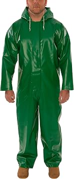 Tingley Safetyflex Coverall - Green - Attached Hood - Zipper Fly Front - Tapered Sleeves - Ankle Take-Ups