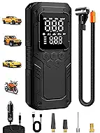Tire Inflator Portable Air Compressor, 5X Faster Air Pump for Car Tires with Powerful Battery, 12V DC & Autostop, 150PSI Cordless Tire Pump for Car, Motorcycle, Bike, Balls