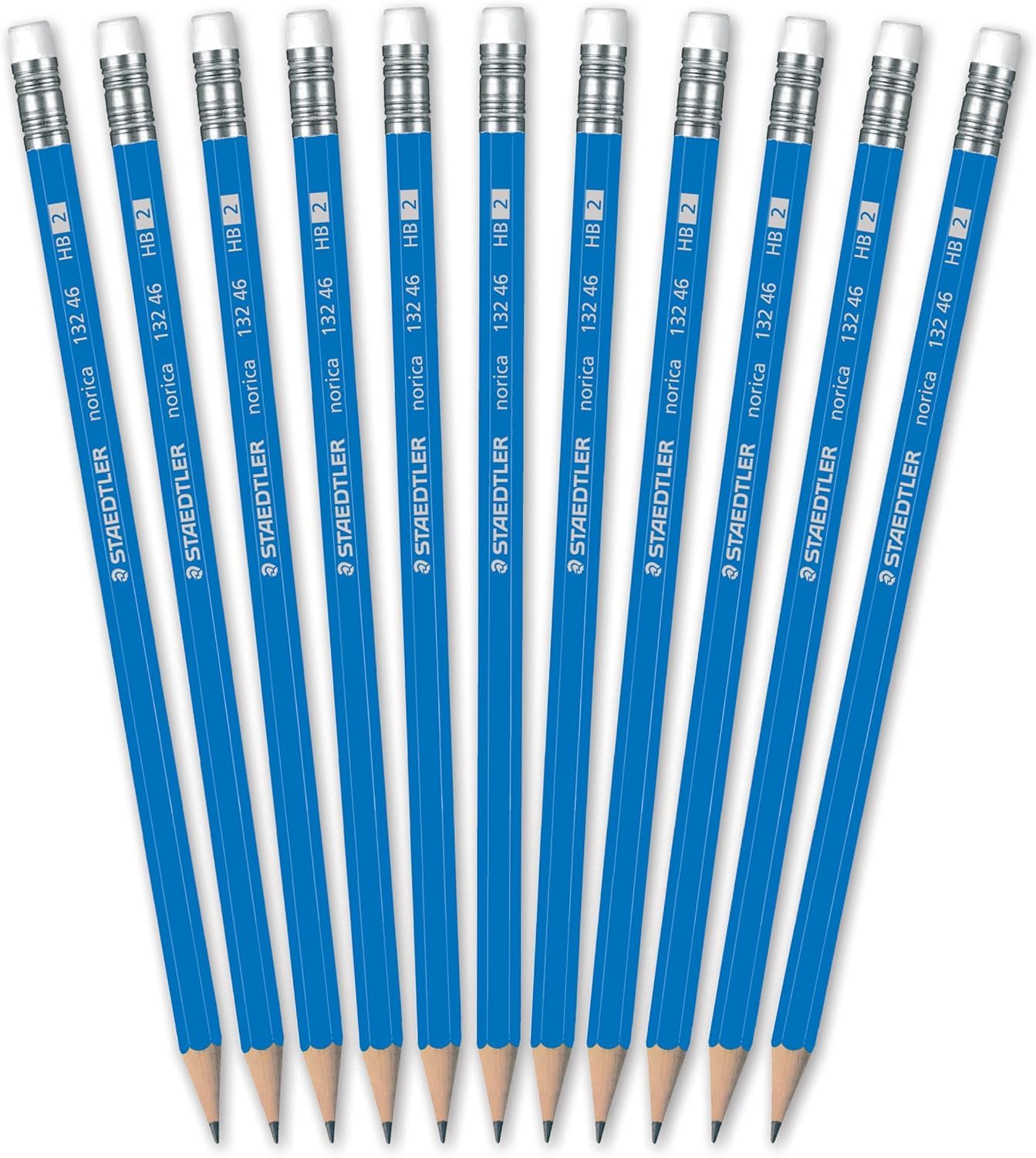 STAEDTLER Norica #2 - Paquete de lápices HB con gomas de borrar, juego de suministros escolares de 144 unidades, plomo resistente a la rotura, parte trasera a granel preafilada con borradores sin PVC