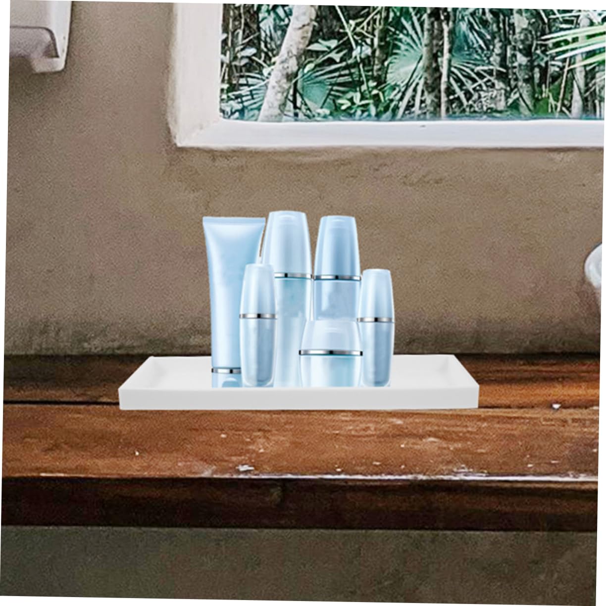 ABOOFAN 2pcs Silicone Vanity Tray Versatile Countertop Organizer for Bathroom Kitchen and Living Room Non- Scratch-Resistant Storage for Cosmetics Keys and Jewelry and Design