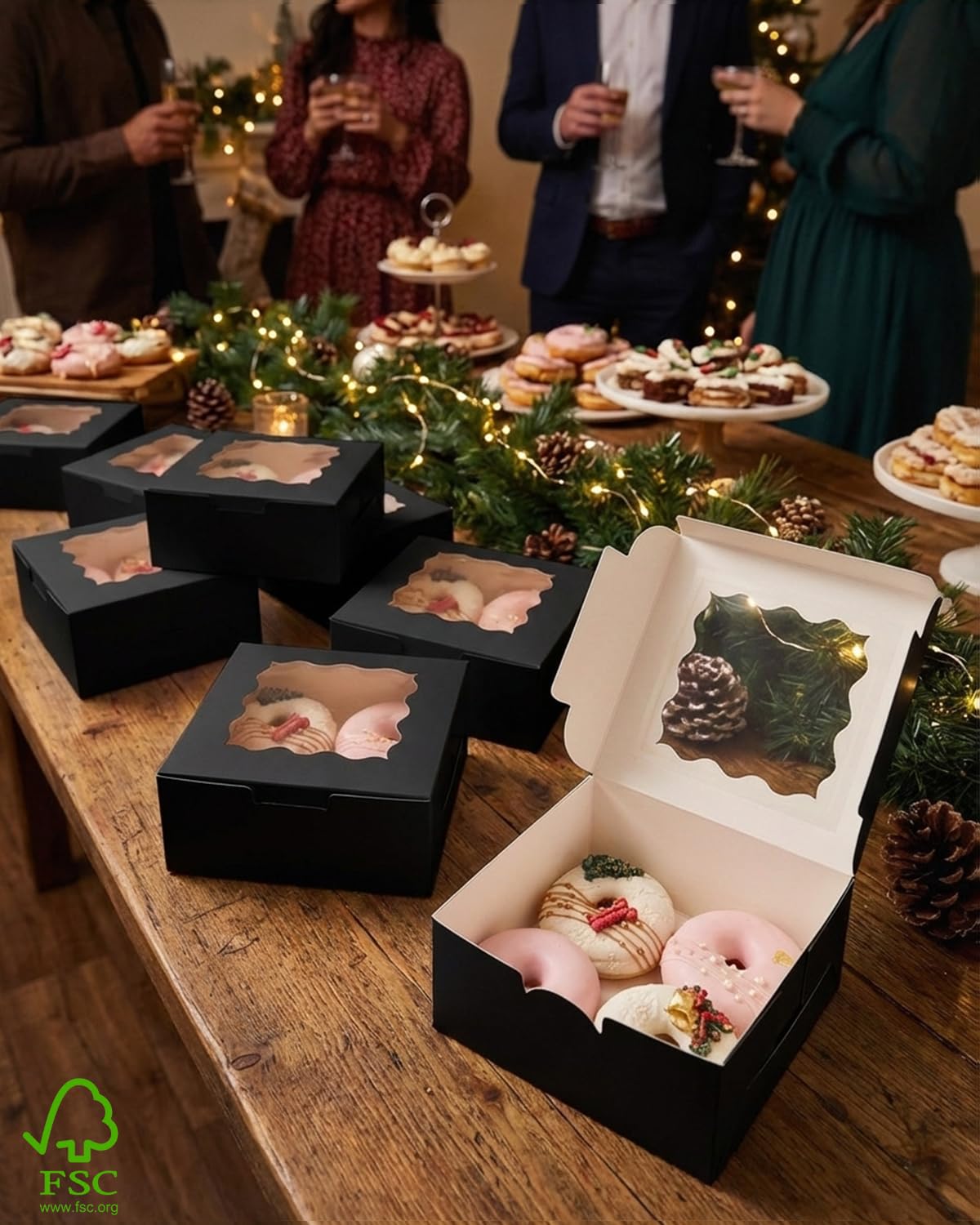 Black Bakery Boxes with Window - 100 Pack -8