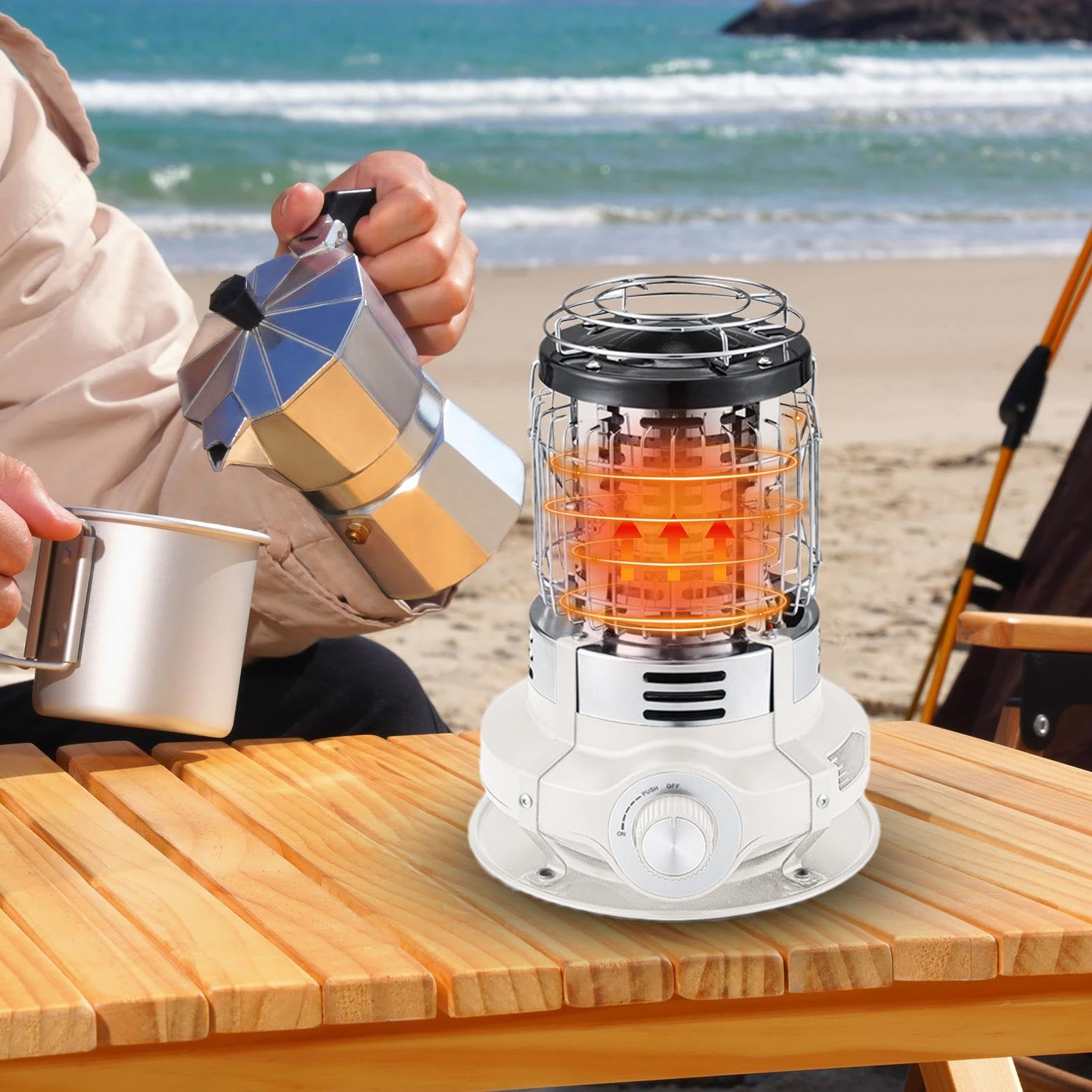 Riscaldatori da esterno per patio,Riscaldatori da patio per uso | esterno,Piccoli riscaldatori - Stufa riscaldante per portatile da 1500 W per esterni con protezione antiribaltamento per