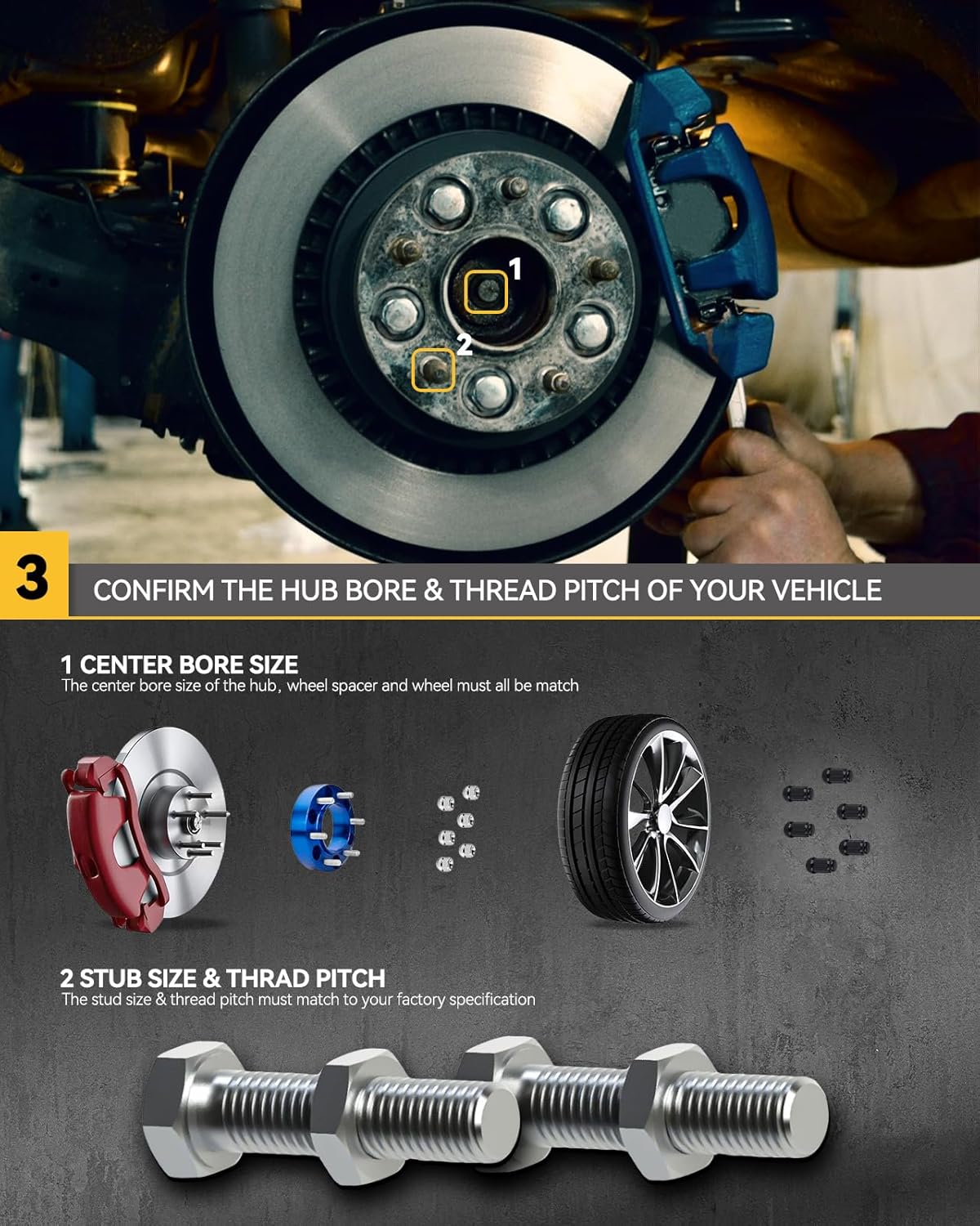 KAC Wheel Spacers Adapters, Hubcentric, 1.5" Thick 8x170 to 8x6.5 Wheel Adapter Spacers M14x1.5 Compatible with F250 1999, F250 F350 Super Duty 99-19, Excursion 03-05