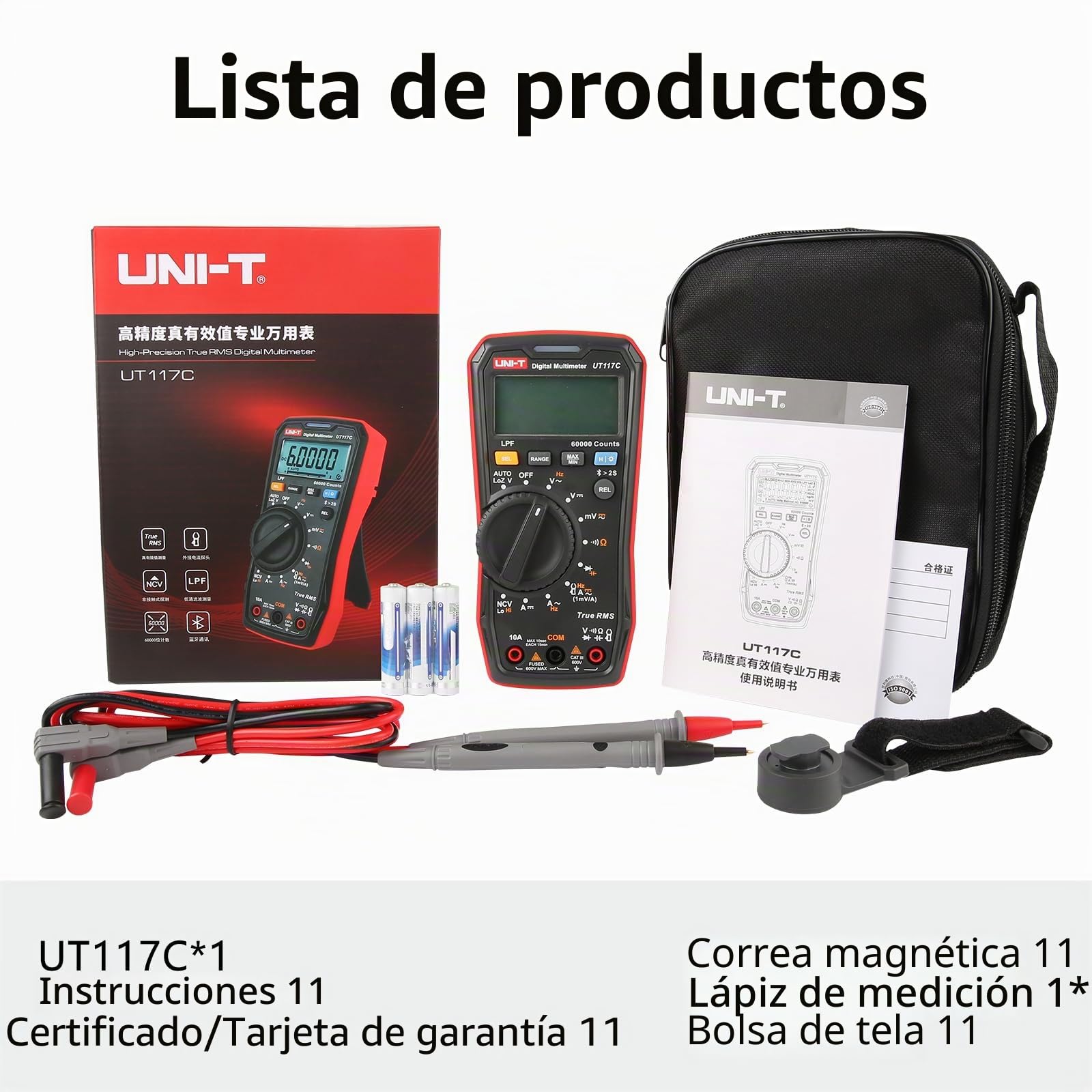 UNI-T UT117C 60000 cuenta profesional alta precisión real RMS Bluetooth digital multímetro inteligente electricista metro