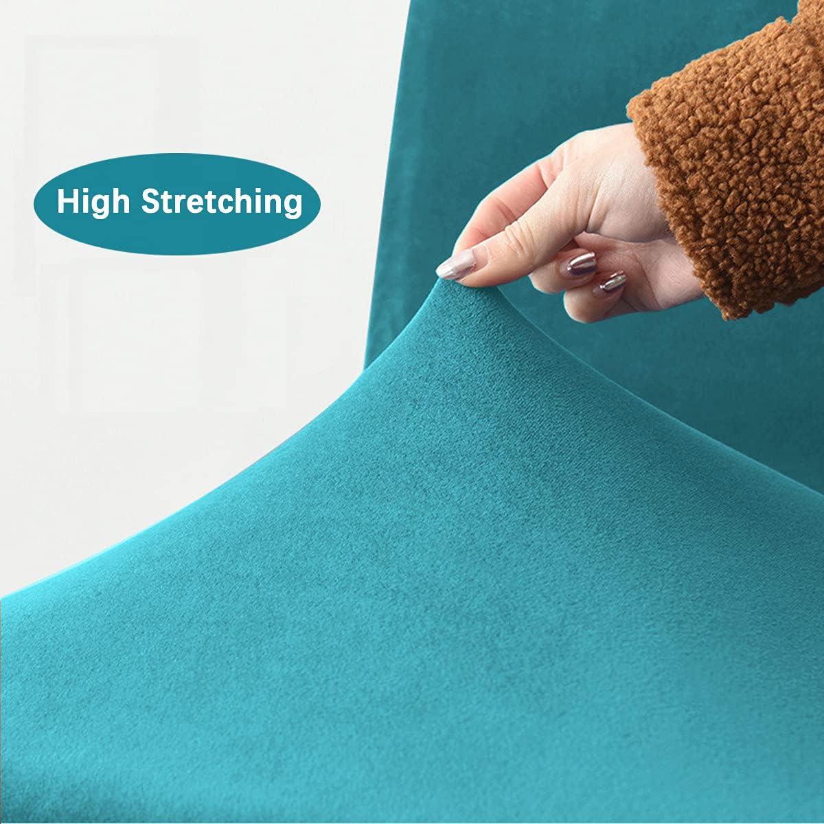 Dimatic High Stretch Bar Stool Cover Counter Stool Pub Velvet Chair Slipcover for Dining Room Cafe Barstool Slipcover Furniture Chair Seat Cover Non Slip with Elastic Bottom Set of 4, Turquoise