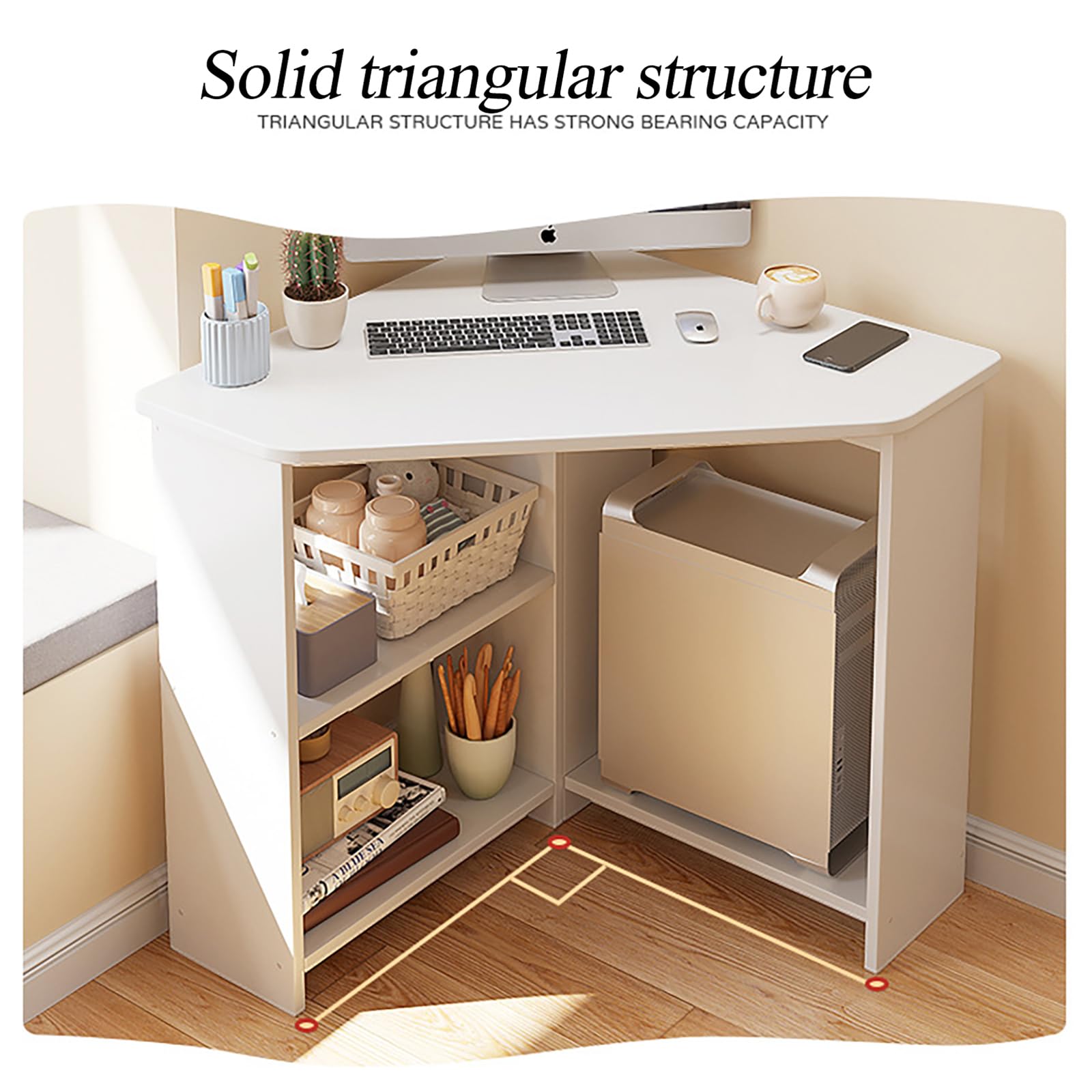 Grande tavolo per computer angolare a forma di L, per studio o gaming, postazione di lavoro triangolare per casa, ufficio, scrivania per laptop in legno ambientale con design spazioso