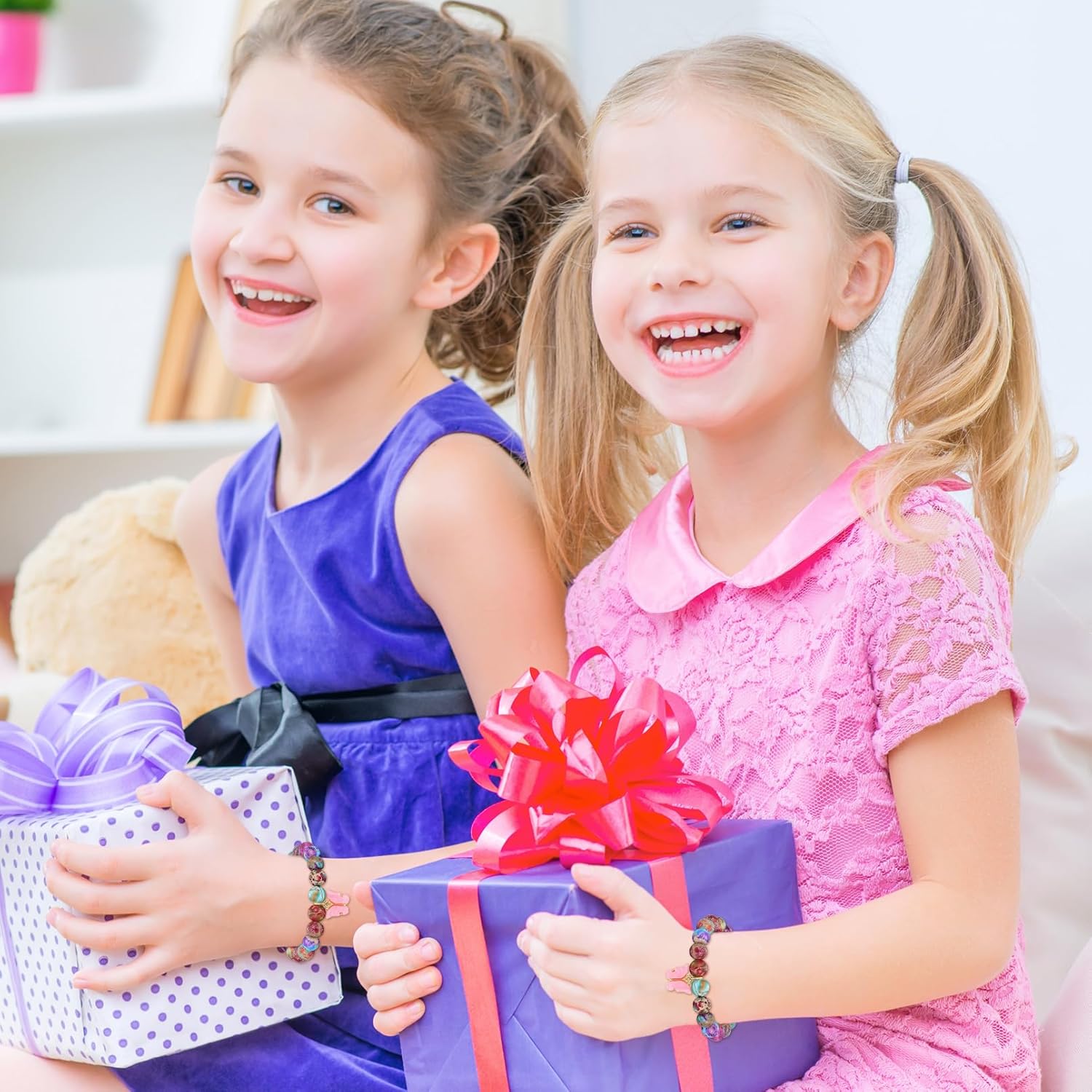 4-8 Year Old Girl Birthday Gifts, Adjustable Pink White Pearl Beaded Bracelet for Teen Girls, 4-8th Happy Birthday Christmas Gifts for Daughter Granddaughter Niece - Image 5