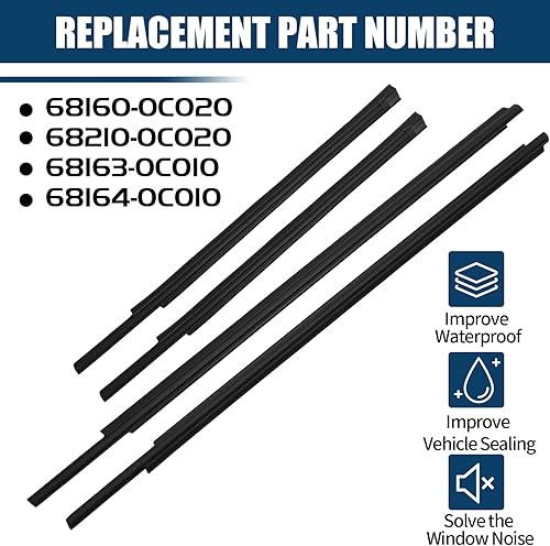 Miniatura 4 de Burlete de moldura de ventana compatible con Tundra 2007-2020 Double Cab reemplaza 68160-0C020 68210-0C020 68163-0C010 68164-0C010