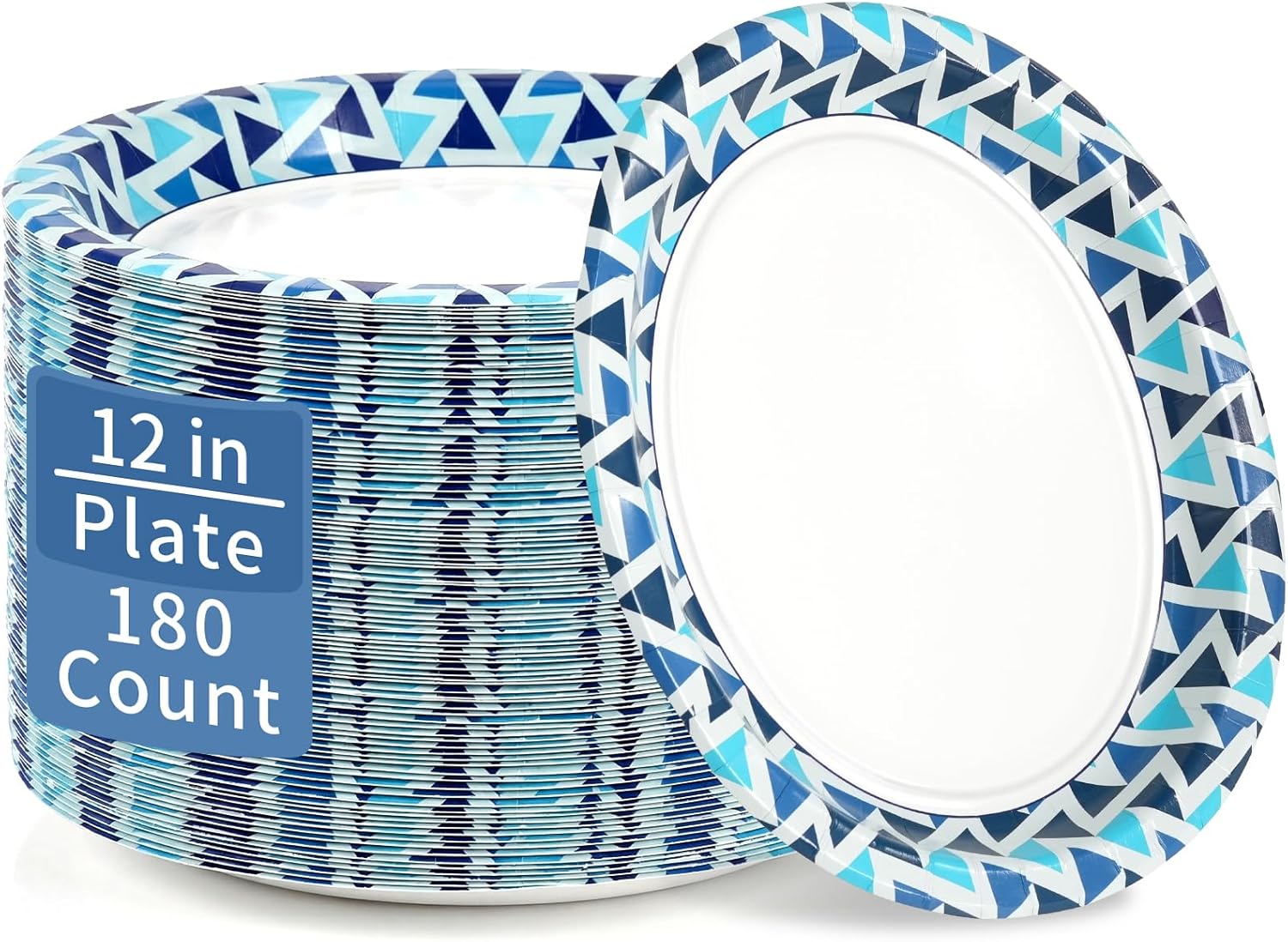 OuMuaMua Paper Plates 12 Inch, 180 Count Large Disposable Plates, Soak Proof & Cut Resistant, Microwave Safe, Sturdy Bulk Oval Paper Plates for Events Picnic, BBQ & Large Meals