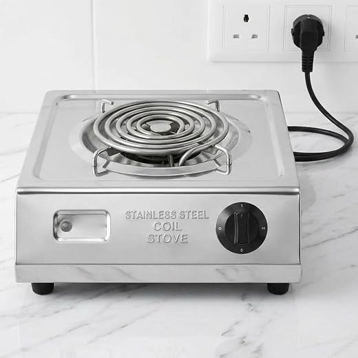 Drumstone Portable 2000W Electric Hot Plate - Stainless Steel Single Burner Cooking Stove with Adjustable Temperature Cont...