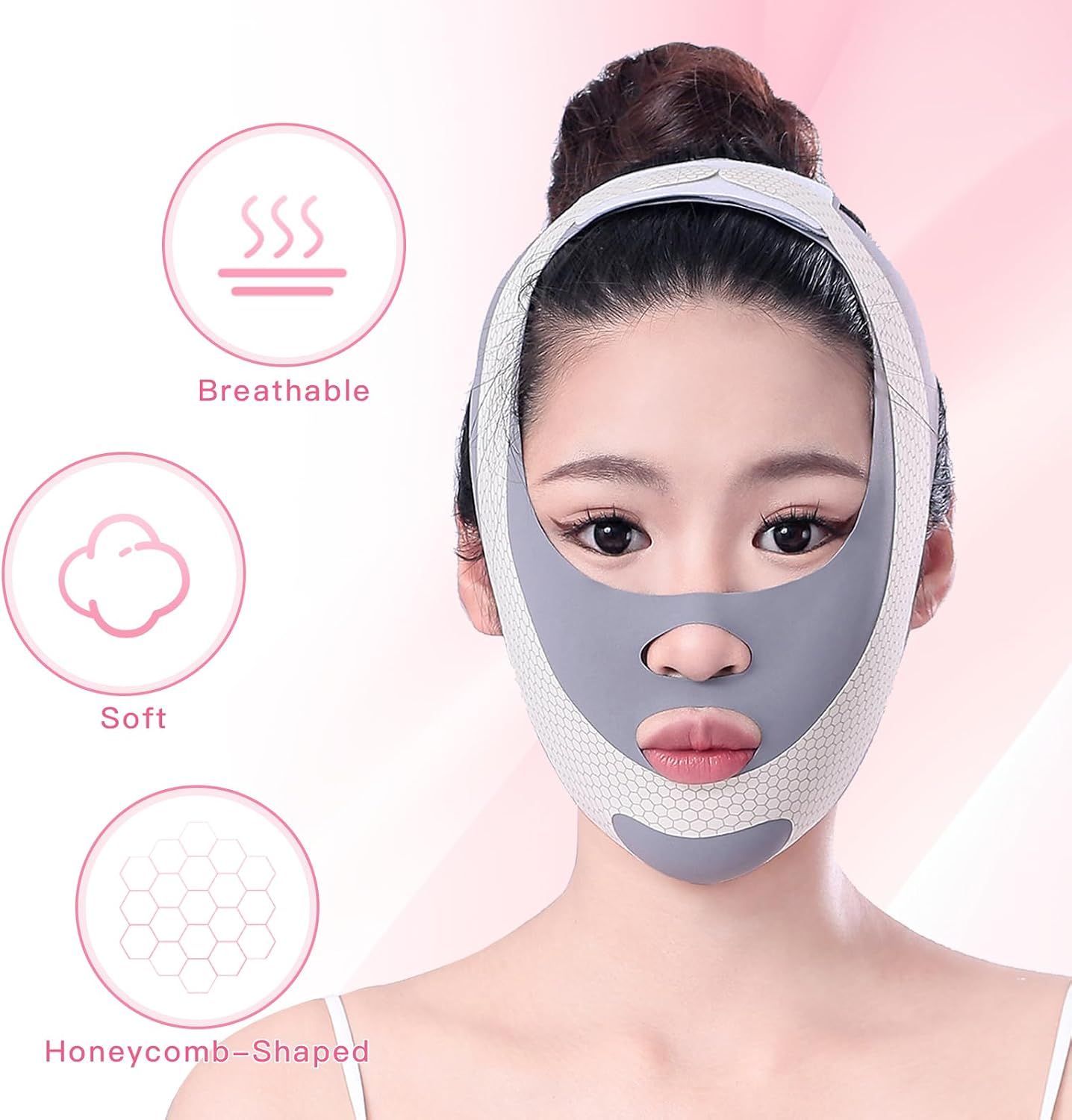 Reusable V Line Face Mask, Soft Face Chin Up Tape, Chin Strap Double Chin Eliminator V Line Lifting Mask for Women Double Chin Strap Face Slimming V Shaped Belt for Women and Men