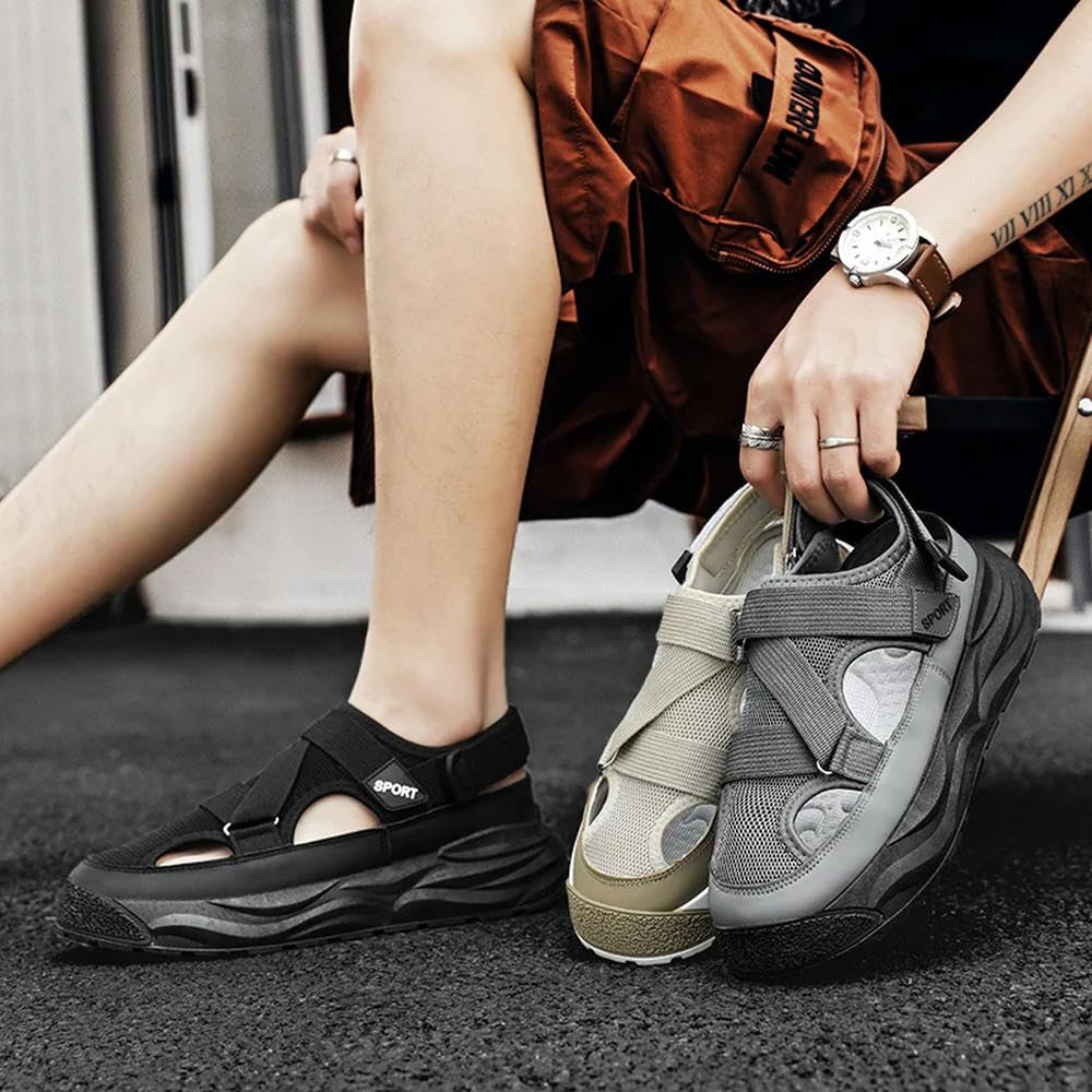 NYSDM letnie sandały męskie gruba podeszwa wysokość platforma uliczne męskie buty antypoślizgowe sportowe slajdy lekkie outdoorowe wędrówki