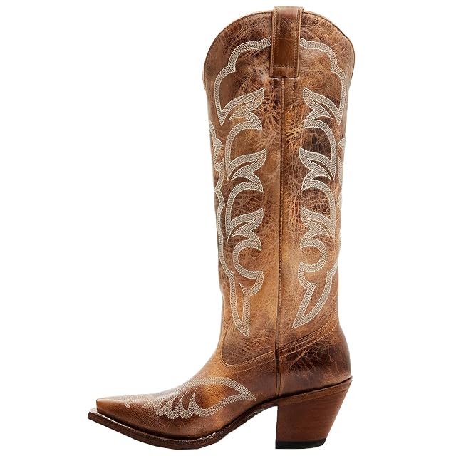 Western Cowboy Boots for Women Pointed Toe Chunky Heel with Tall Shaft Intricate Embroidered Knee High Boots Classic