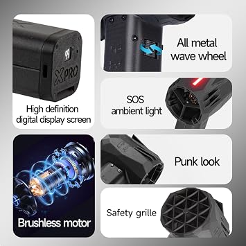 Yoidesu X64 PRO Mini Violent Turbo Fan, Super Powerful Compressed Air Duster Dry Blower, 64mm Duct Fan Brushless Motor Blower, Thrust 1.5kg / s Wind Speed 350km / h, 60W Fast Charging