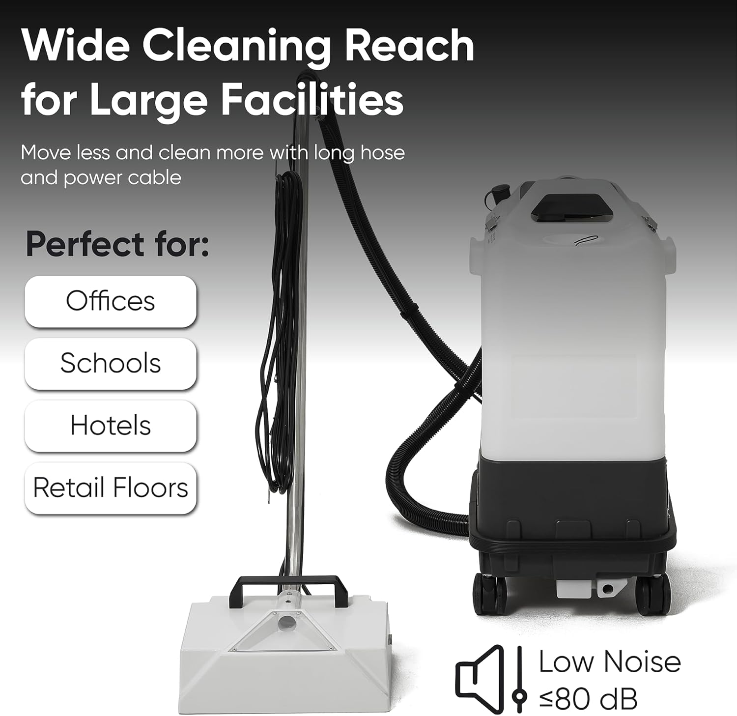 Dapper Commercial Box Carpet Extractor with 13" Motorized Brush Head, Cold Water Extraction, Strong Suction and 6.5 Gal Tanks — Ideal for Hotels, Offices, & Commercial Cleaning