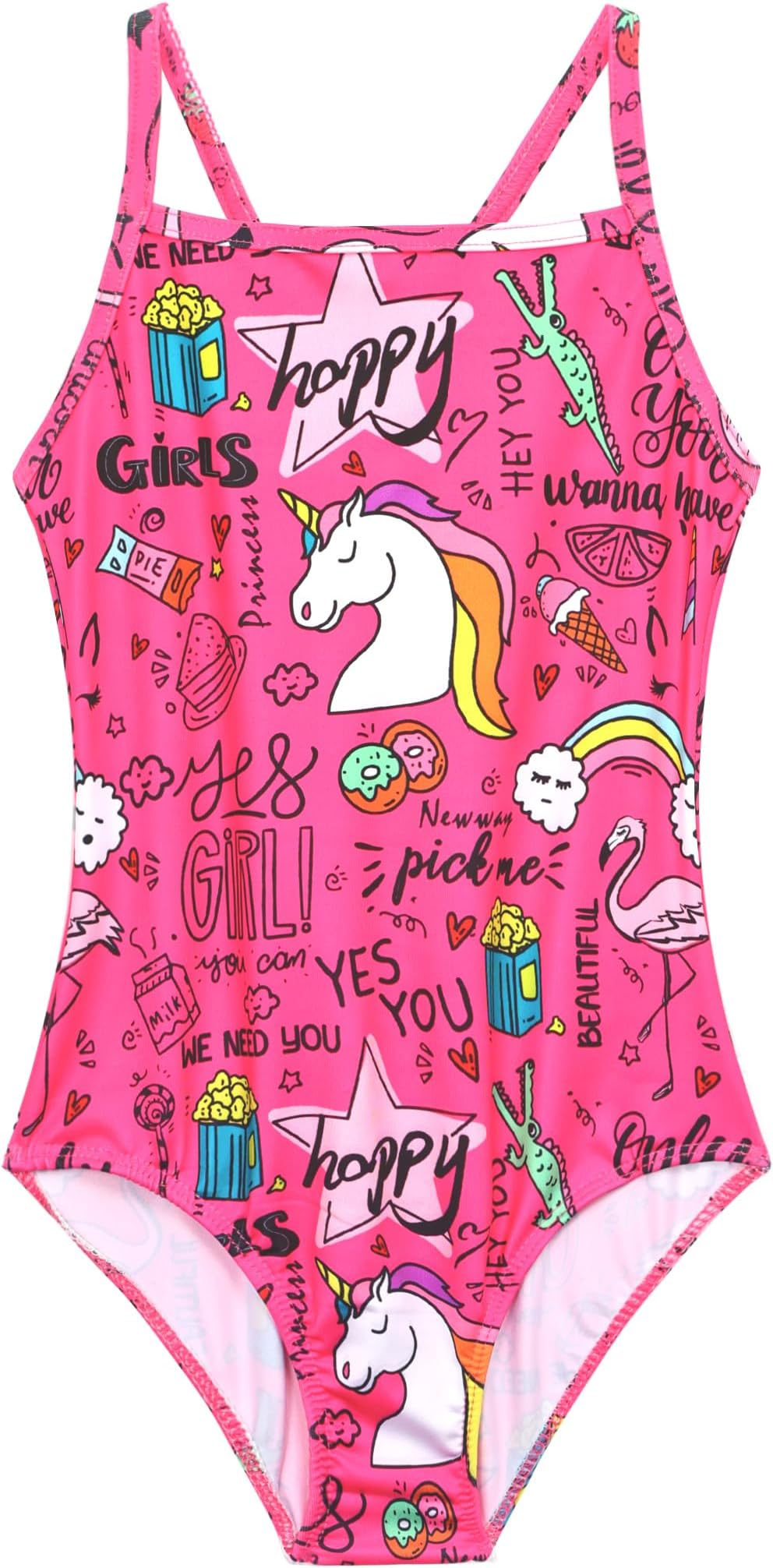 Girls Swimsuits One-Piece Bathing Suits Multicolor Kids Sport Summer Beach Swimwear for 2-10 Years Old