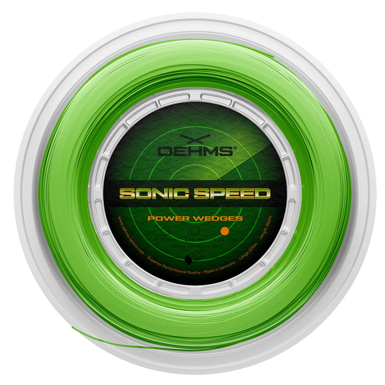OEHMS Sonic Speed Power Wedges | Grooved Co-Poly Tennis-String | 660 feet Reel