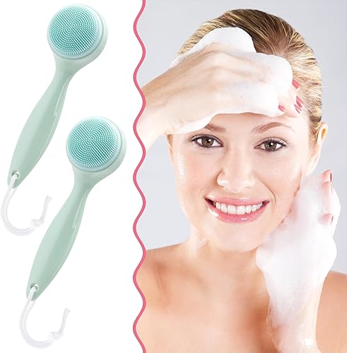 Miniatura 6 de Paquete de 3 cepillos de limpieza facial manual de silicona, agradable a la piel, impermeable, limpiador exfoliante para puntos negros, espinillas,
