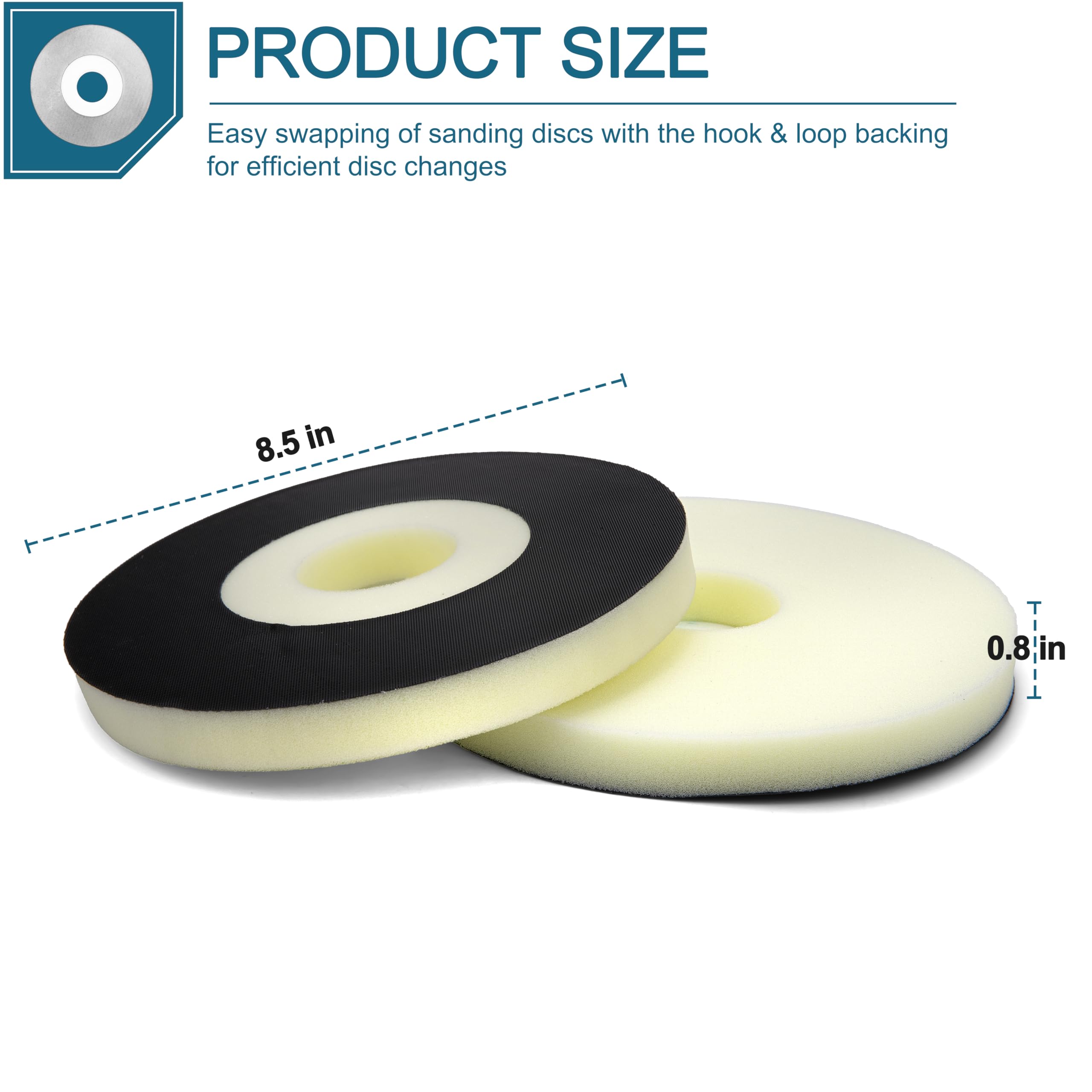 Paquete de 2 almohadillas de respaldo de 9 pulgadas que funcionan con una variedad de sistemas de lijado de discos de 9 pulgadas, compatibles con lijadora Porter Cable 7800 para paneles de yeso